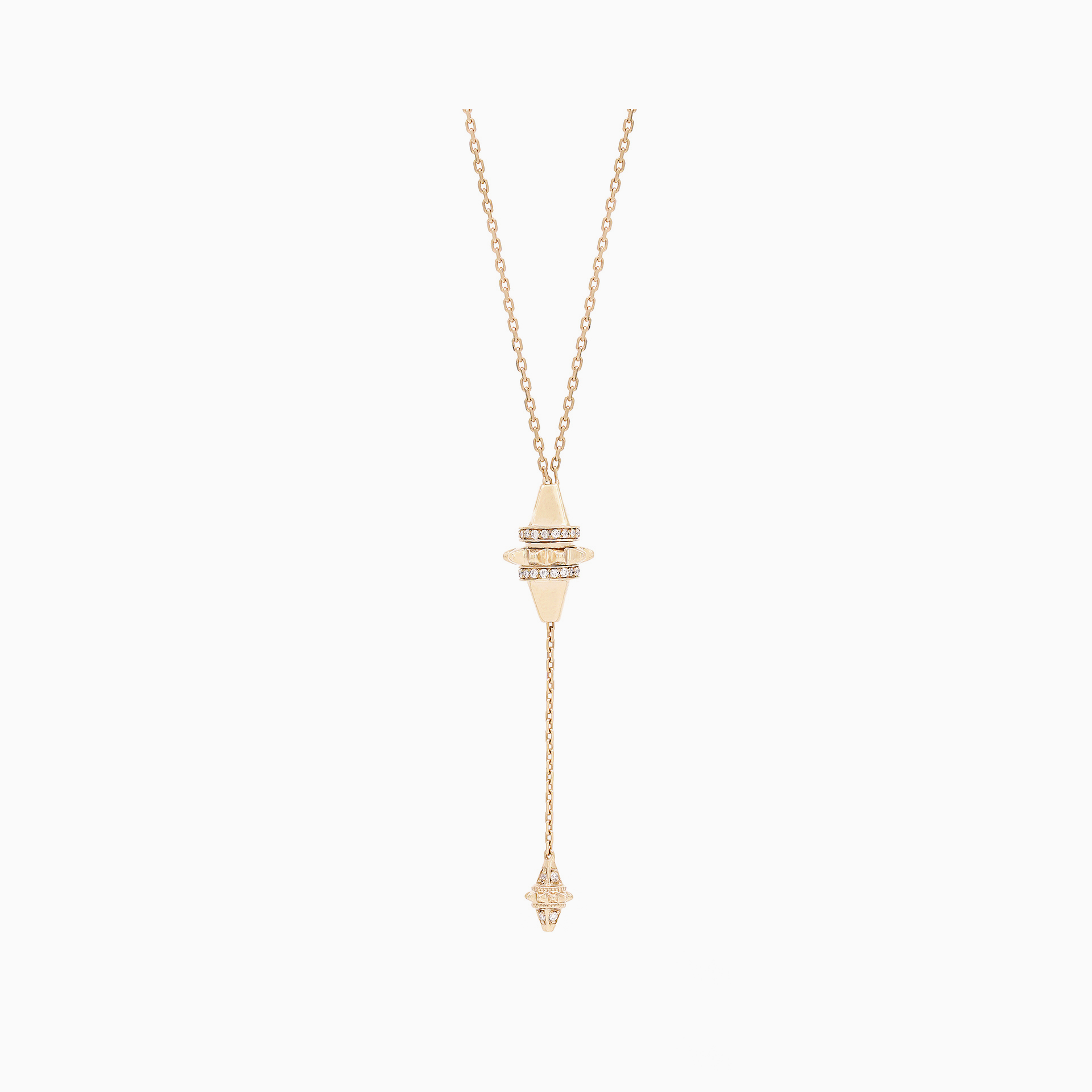 Hab El Hayl gold necklace with an adjustable origins pendant on a white background