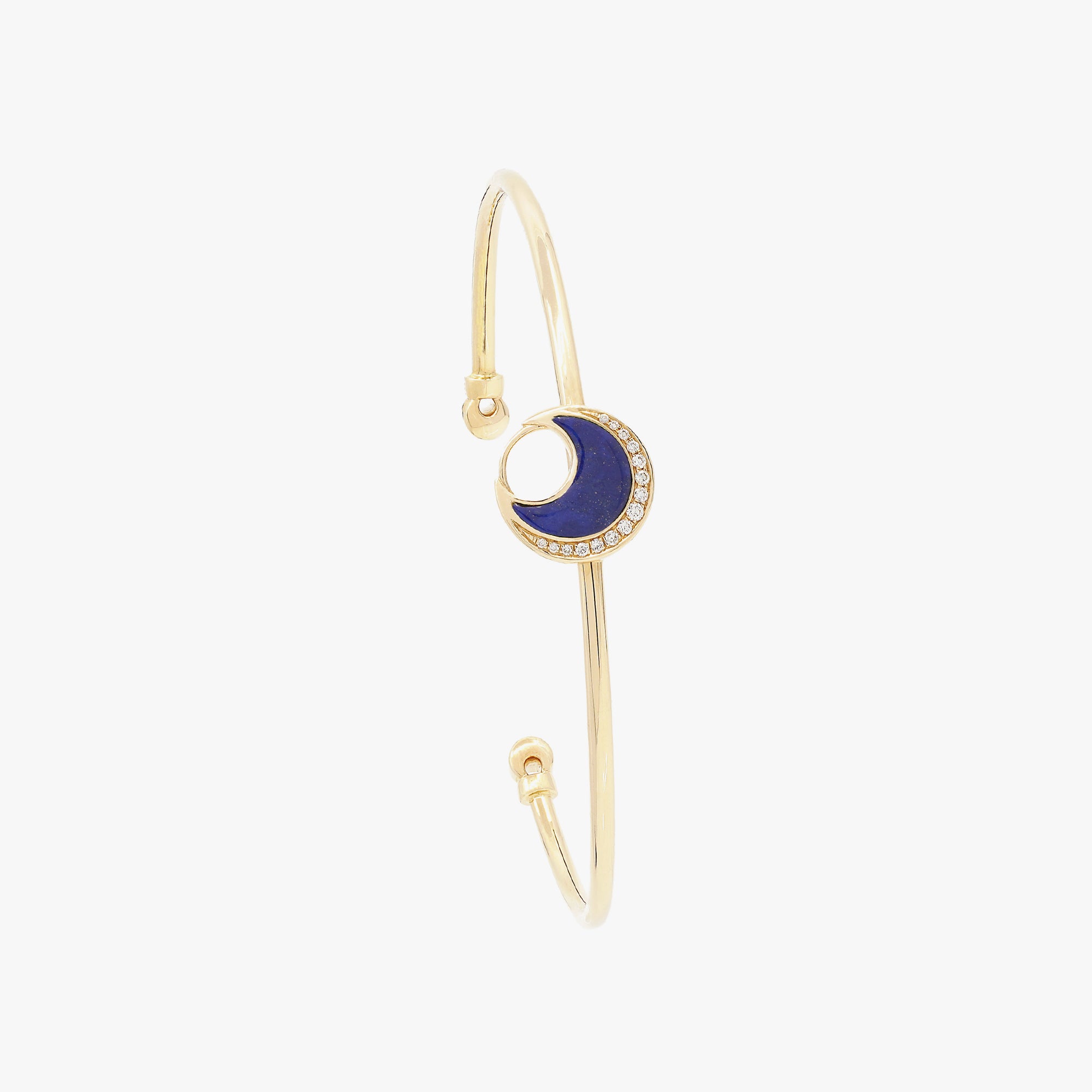 Al Hilal bangle in yellow gold with lapis stone and diamonds