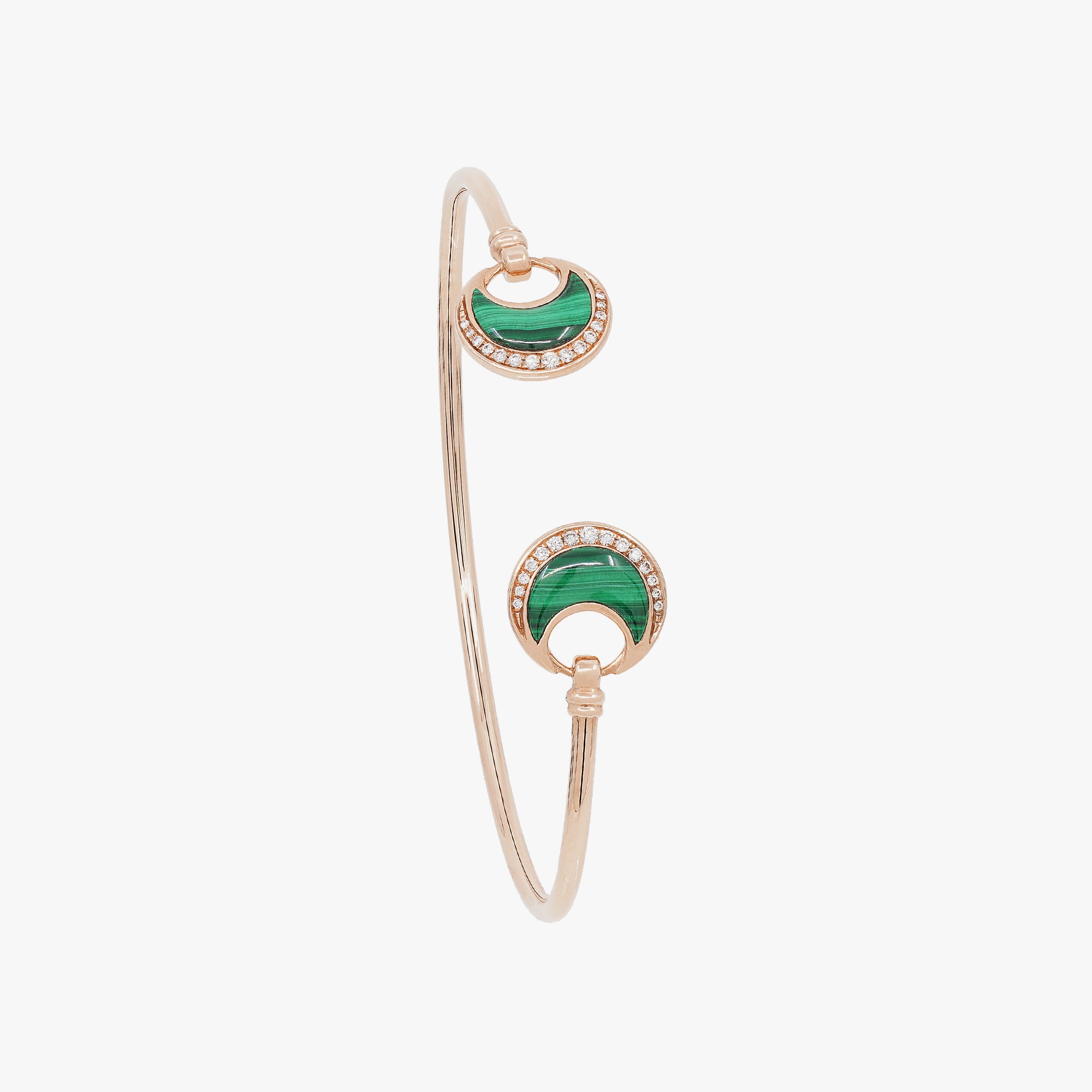 Al Hilal bangle in rose gold with malachite stone and diamonds