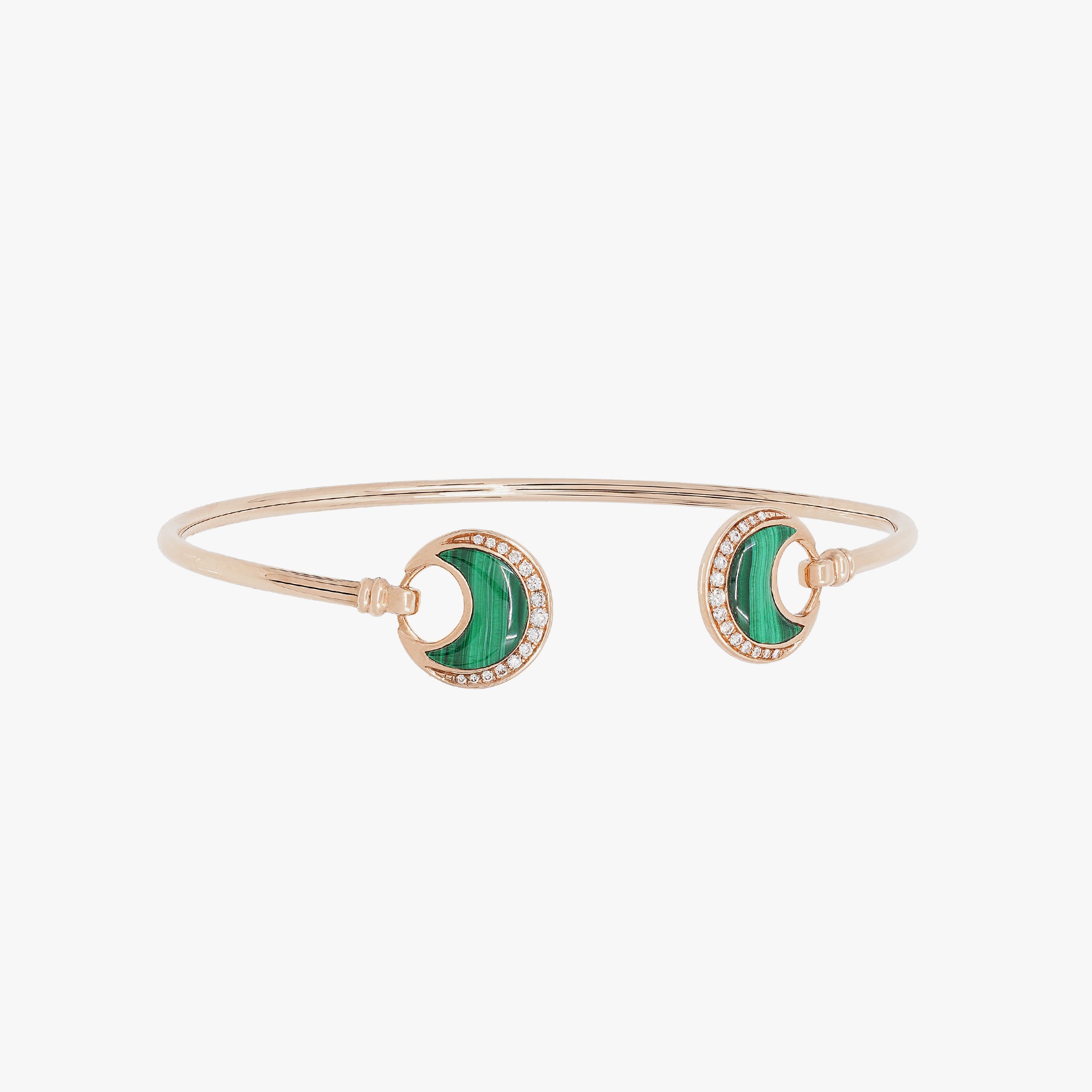 Al Hilal bangle in rose gold with malachite stone and diamonds