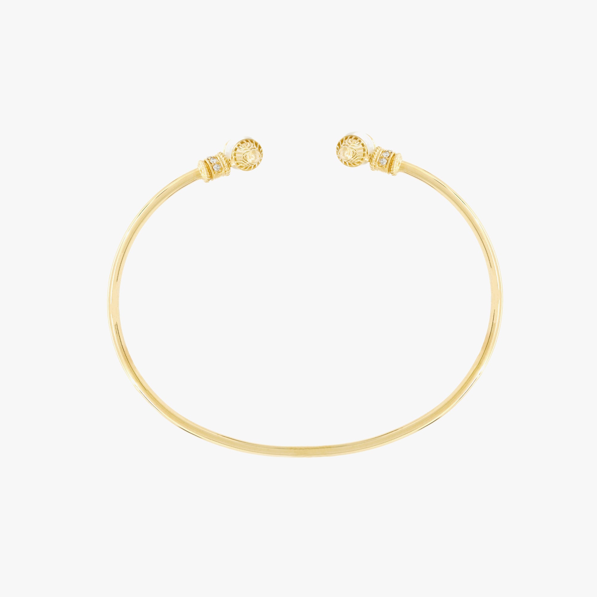 Al Merriyah moods colour Bangle in 18k Yellow gold with Mother of Pearl and Diamonds