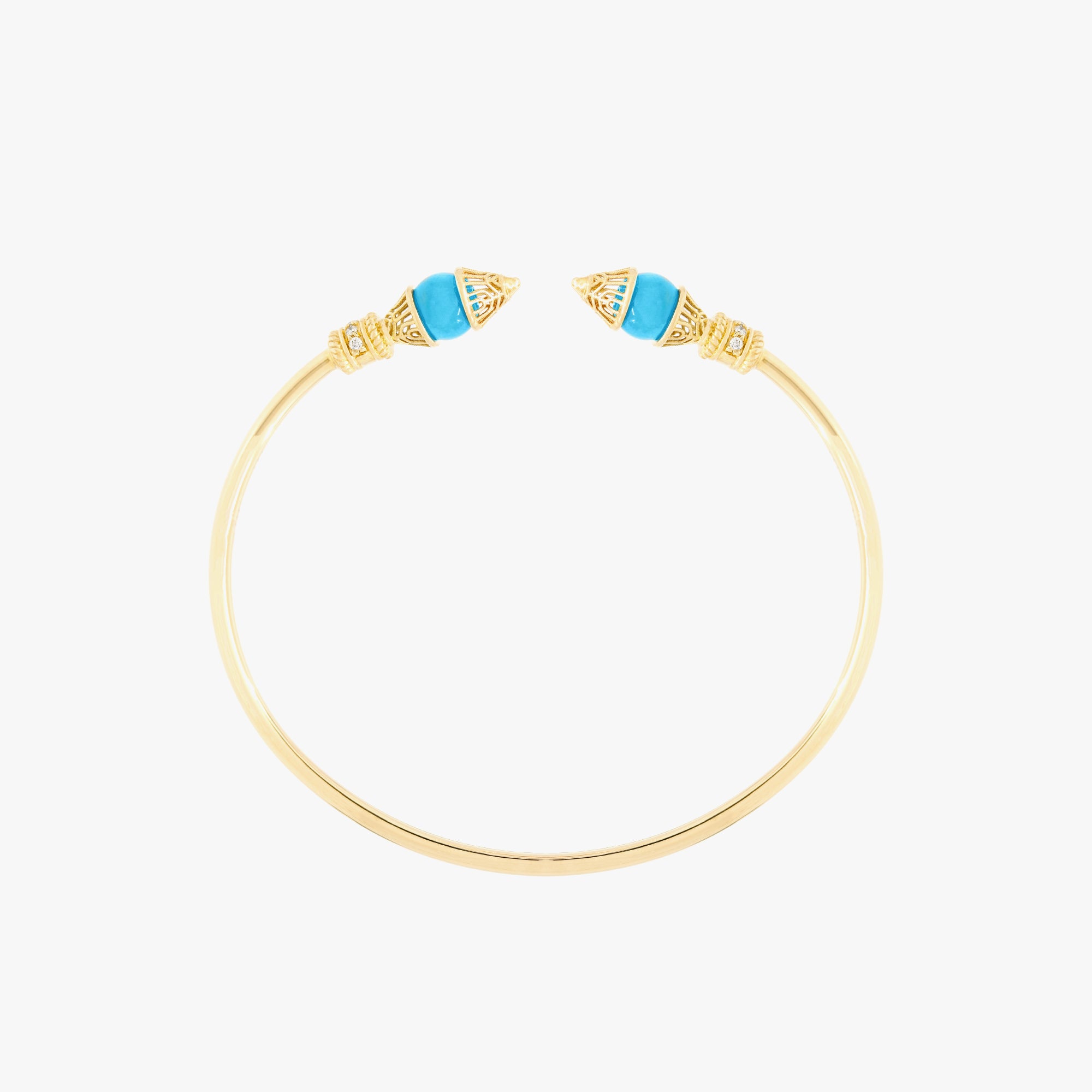 Al Merriyah Mood Colour Bangle in 18k Yellow gold with Turquoise and Diamonds