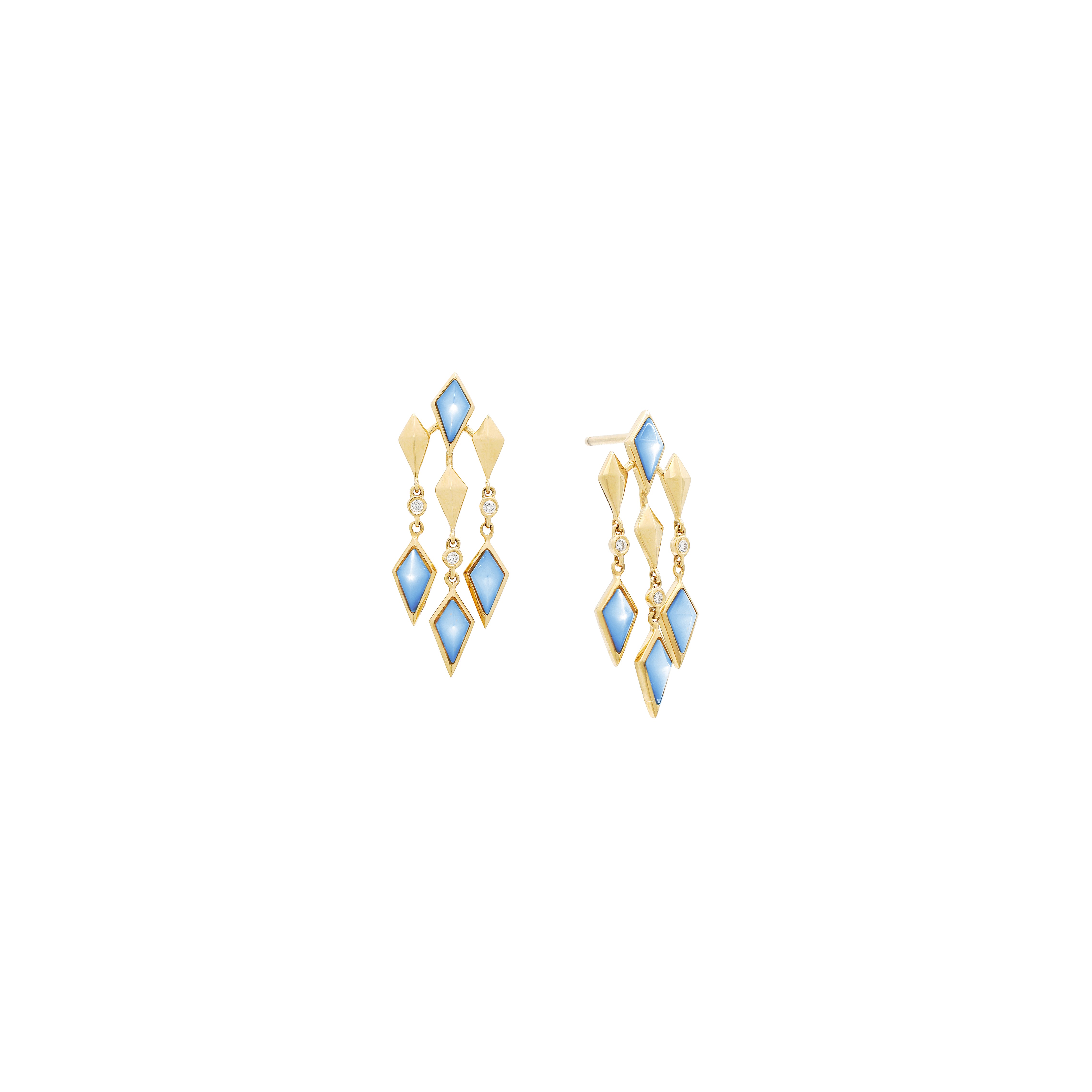 Al Merta’shah Earrings in Diamonds and Blue Agate