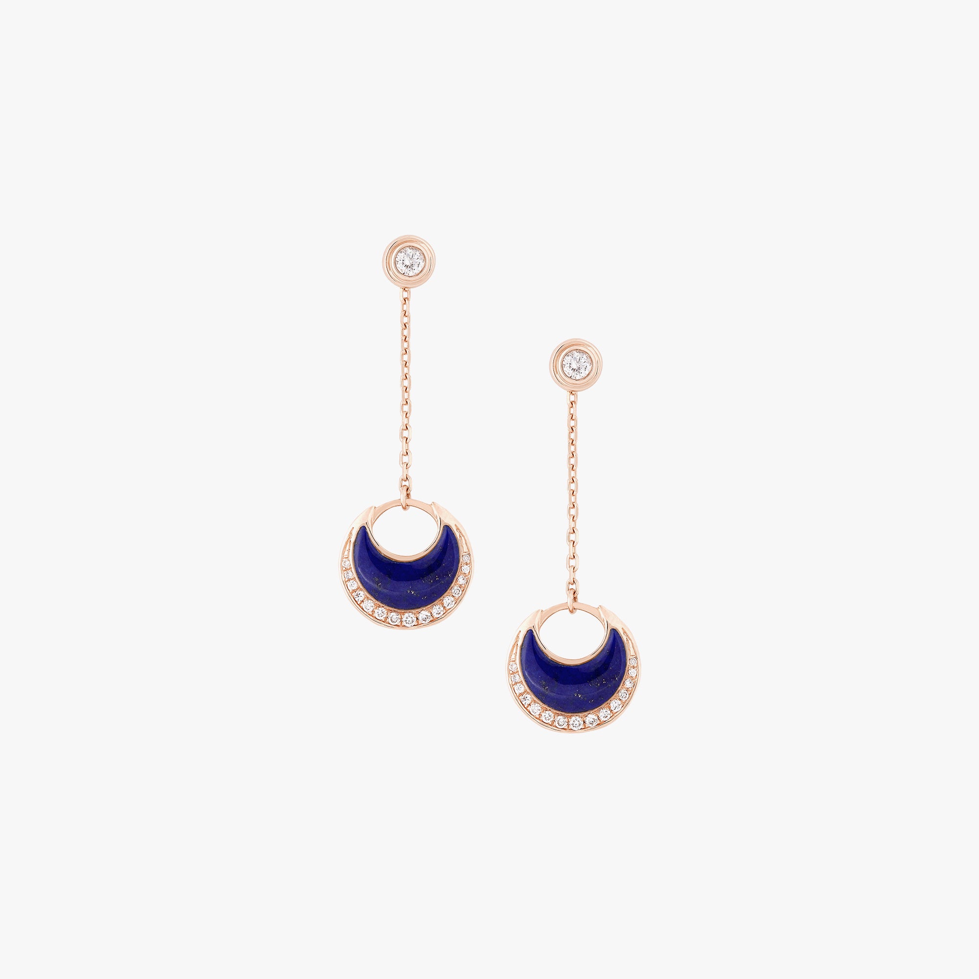 Al Hilal earrings in rose gold with lapis stone and diamonds