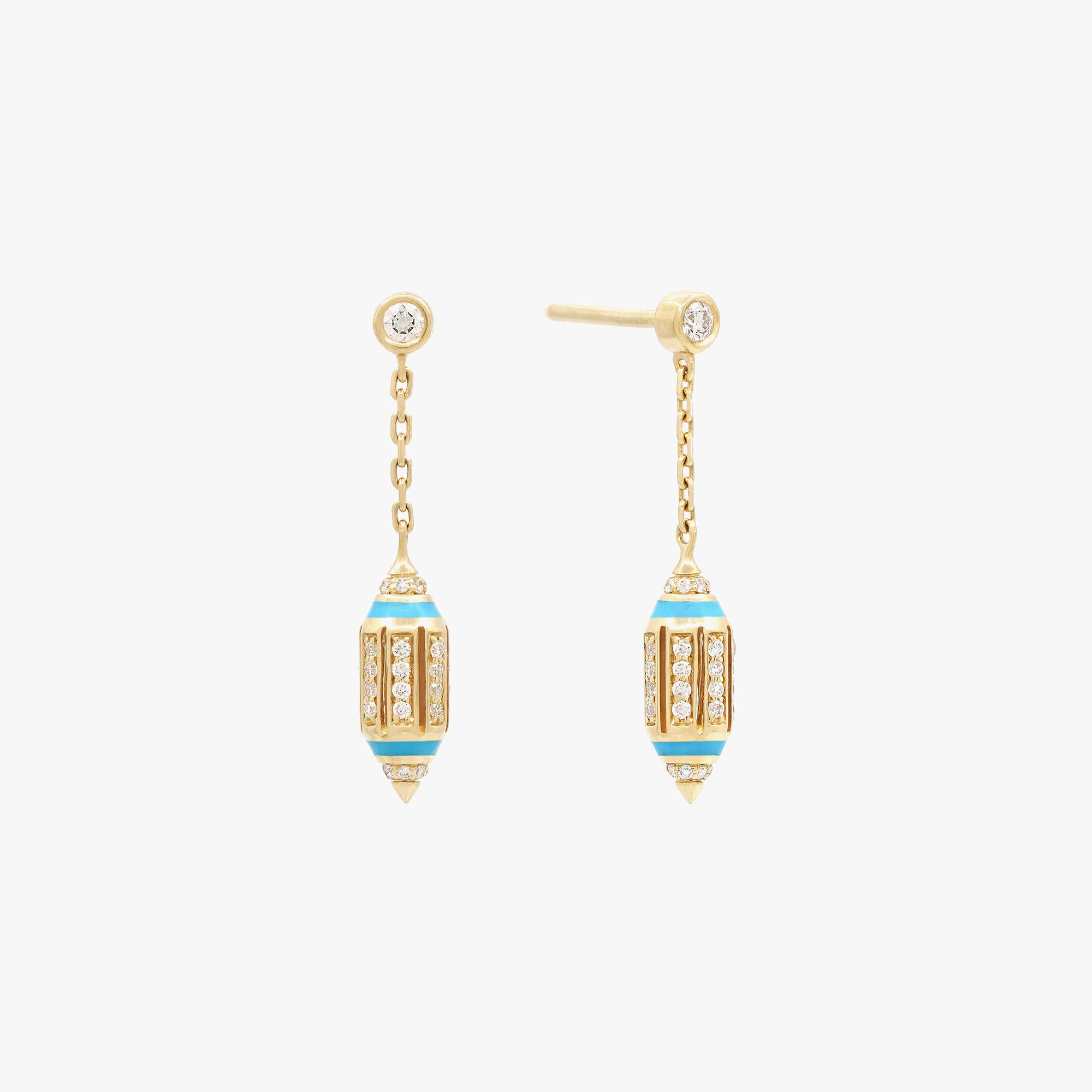 Al Merriyah Hyceram Earrings in Yellow Gold with Diamonds