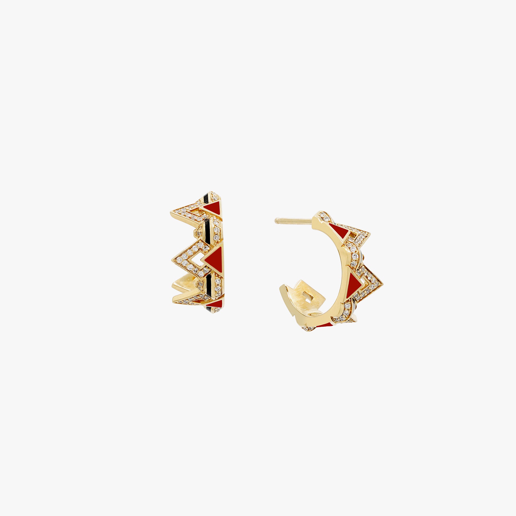 Mosaic Rouge Earrings in 18K Yellow Gold And Diamonds