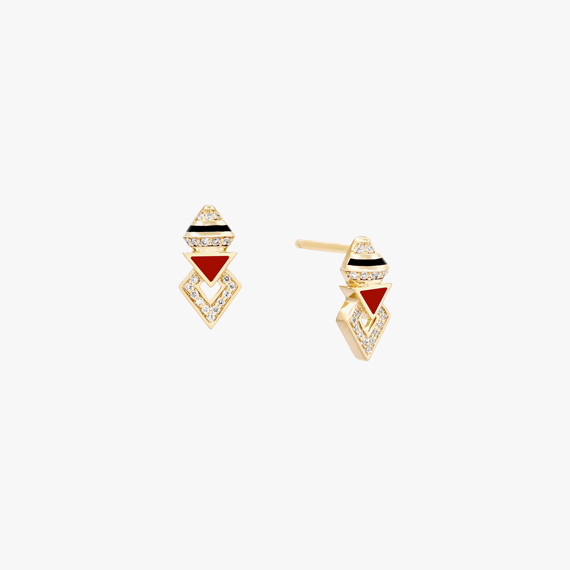 Mosaic Rouge Earrings in 18K Yellow Gold And Diamonds