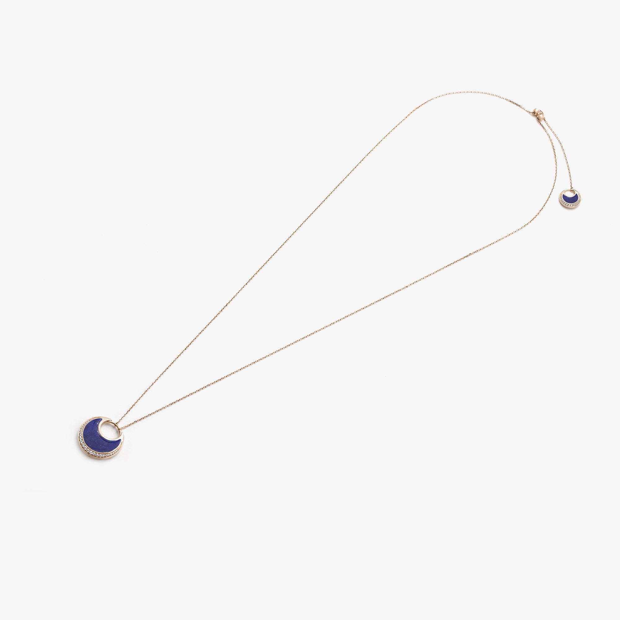 Al Hilal necklace in rose gold with lapis stones and diamonds