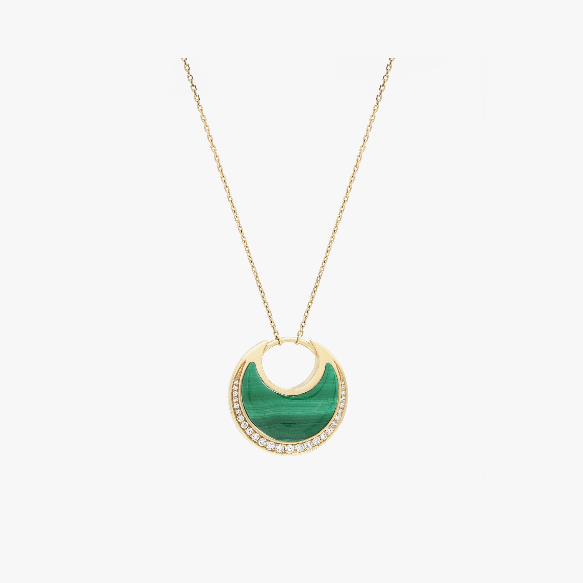 Al Hilal necklace in rose gold with malachite stones and diamonds