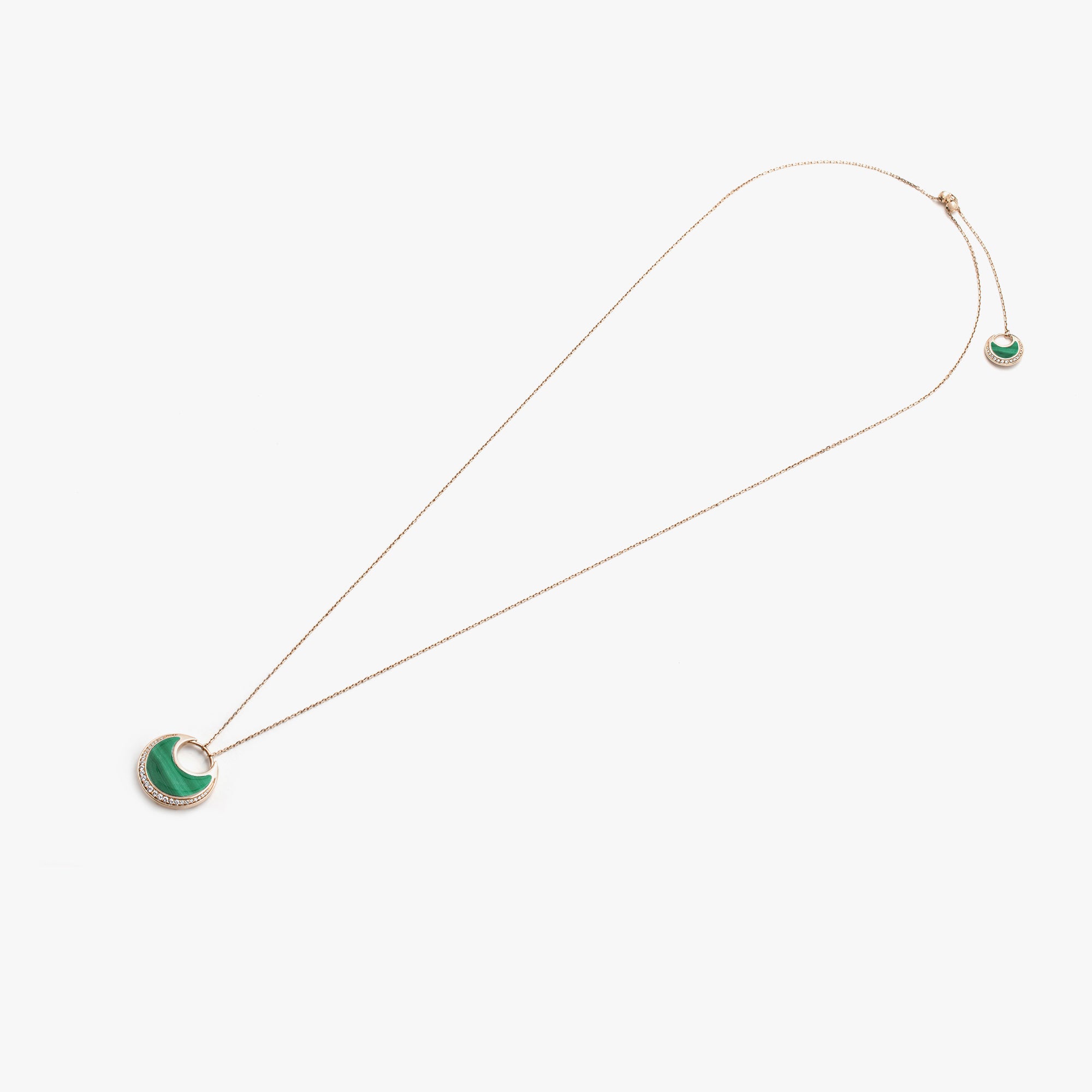 Al Hilal necklace in rose gold with malachite stones and diamonds