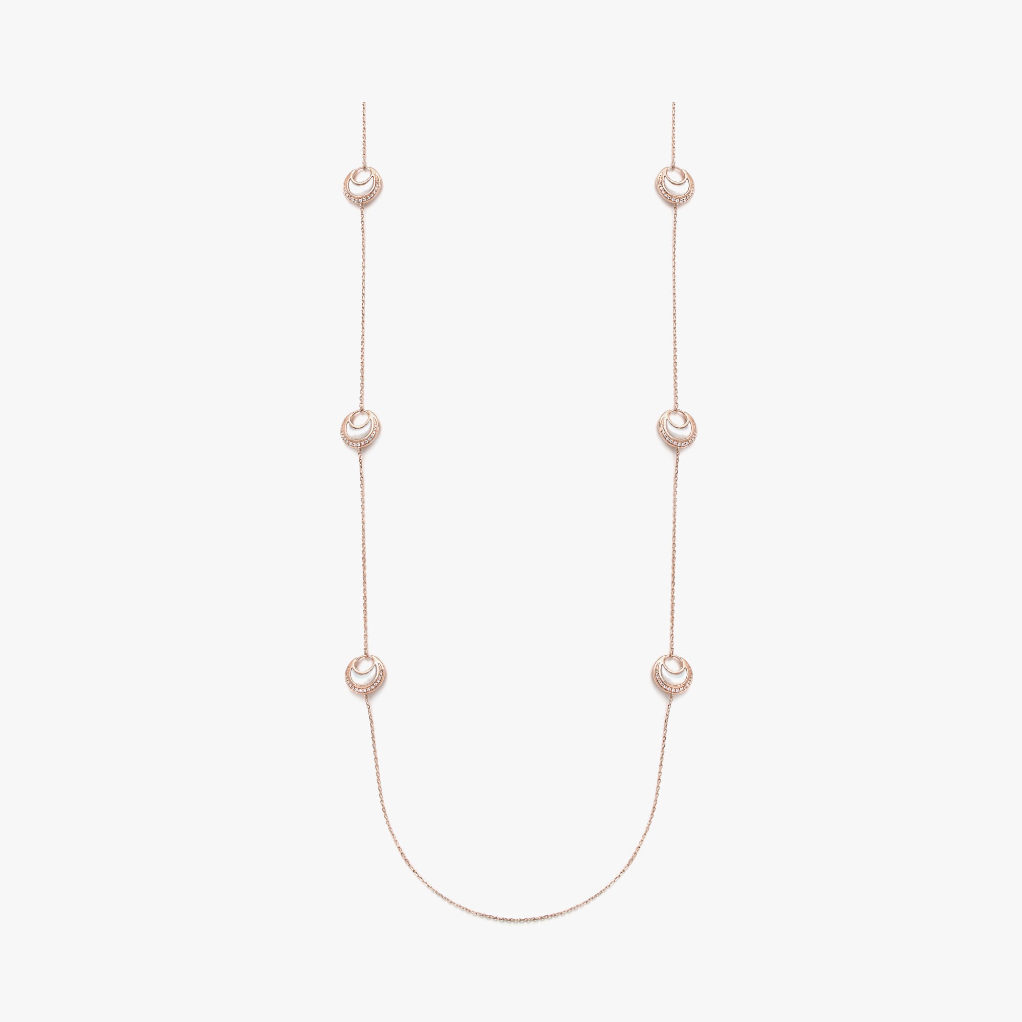 Al Hilal necklace in rose gold with mother of pearl stones and diamonds