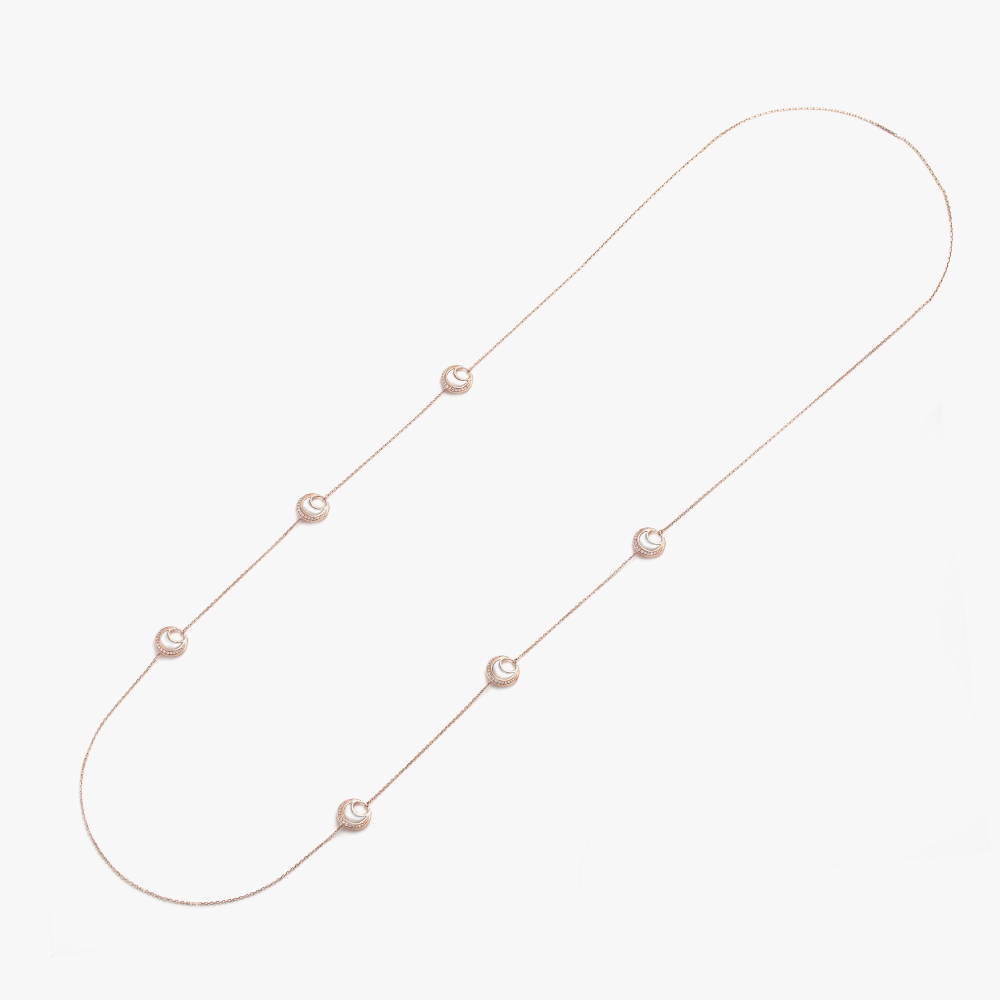 Al Hilal necklace in rose gold with mother of pearl stones and diamonds