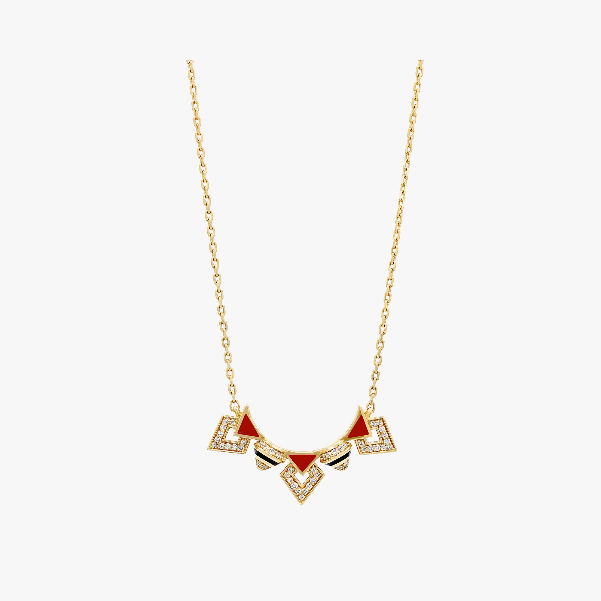 Mosaic Rouge Pendant Necklace in 18K Yellow Gold And Diamonds