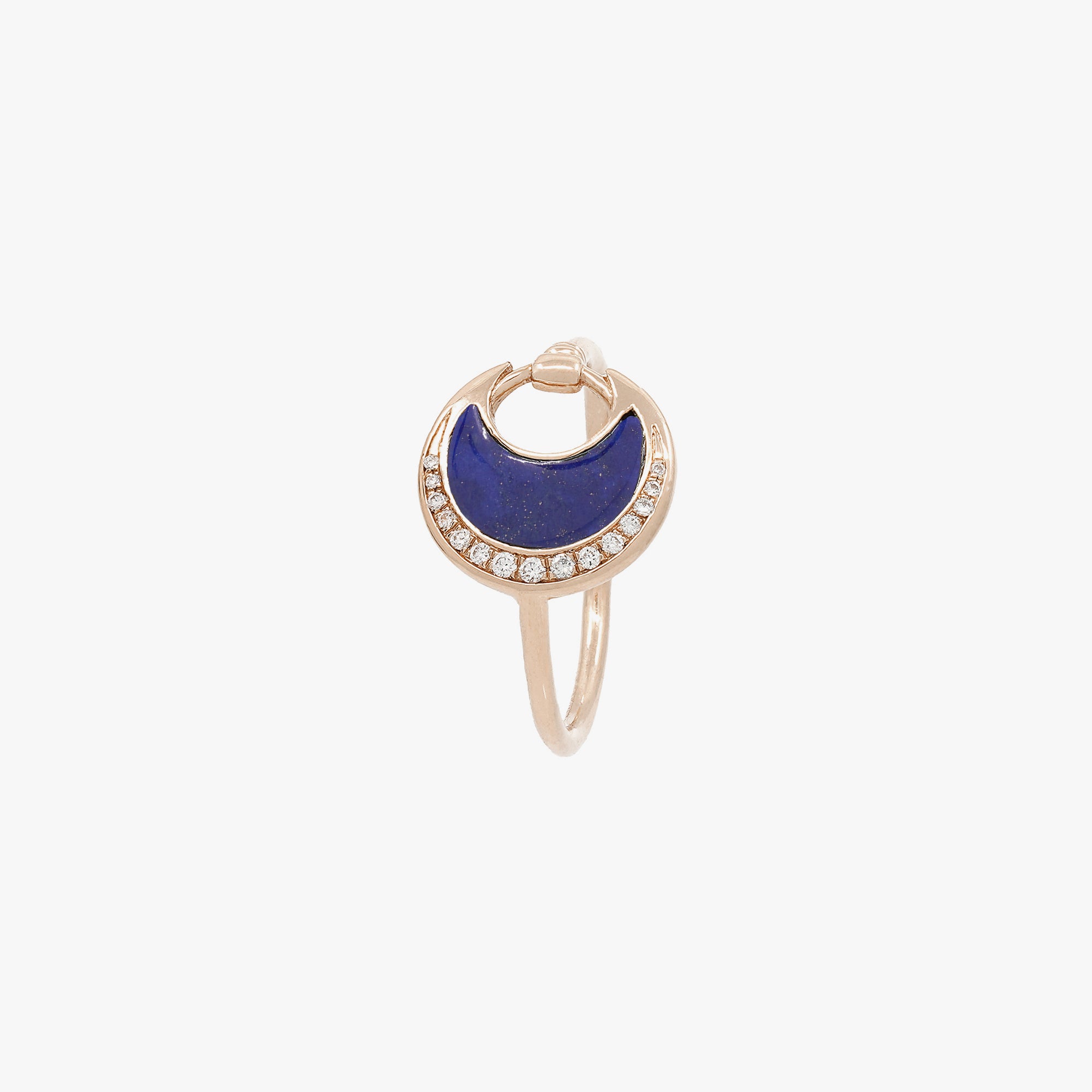 Al Hilal ring in rose gold with lapis stone and diamonds