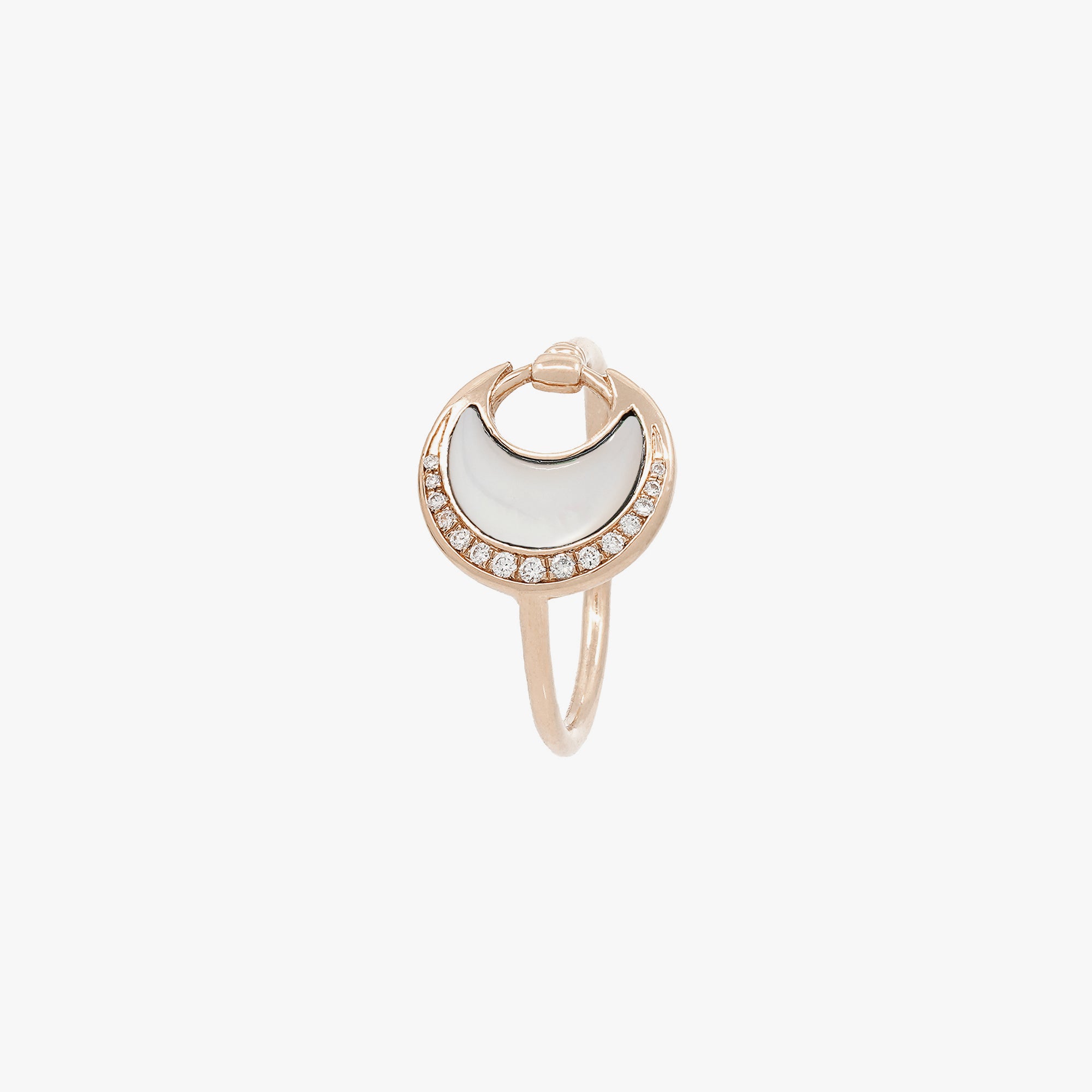 Al Hilal ring in rose gold with mother of pearl stone and diamonds