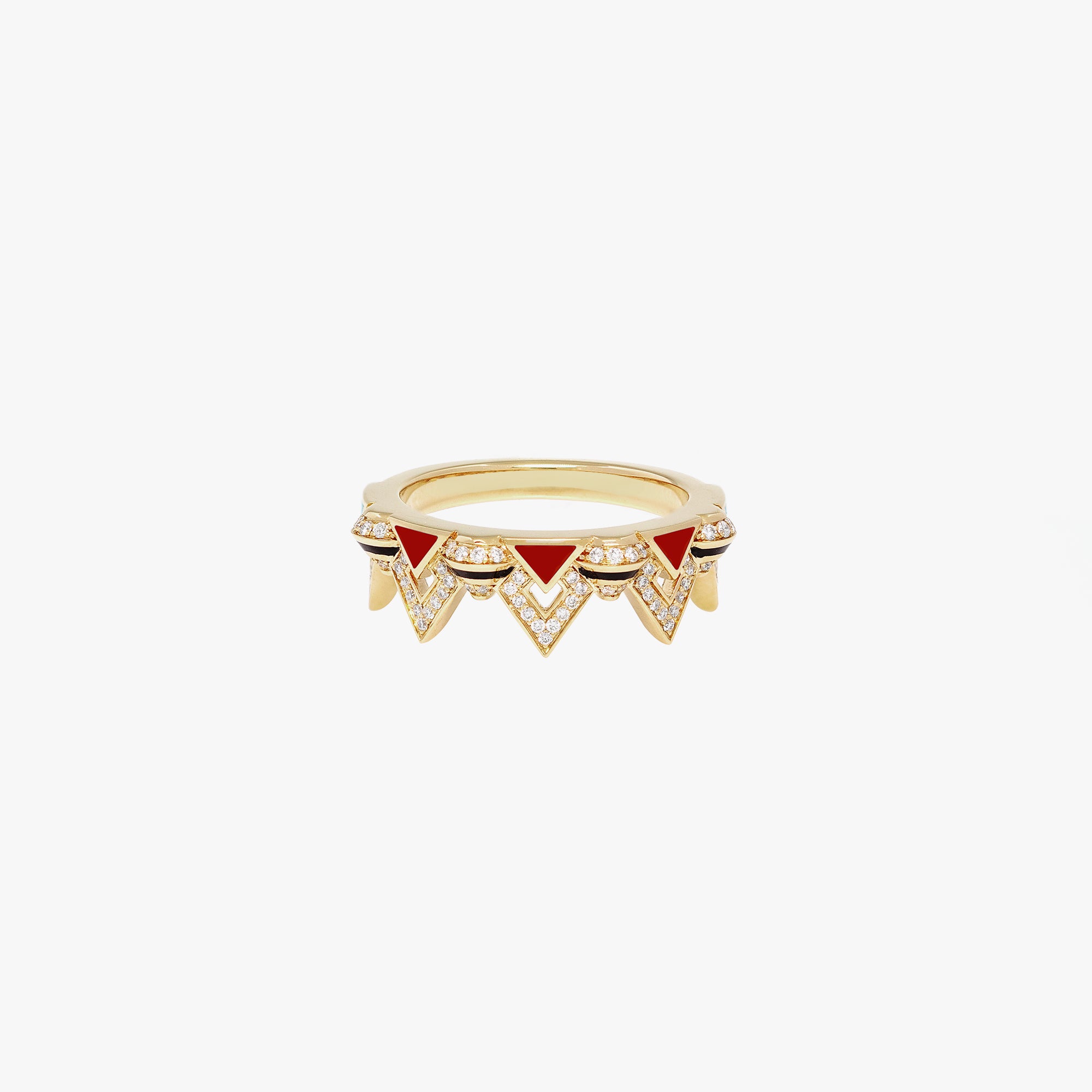 Mosaic Rouge Ring in 18K Yellow Gold And Diamonds