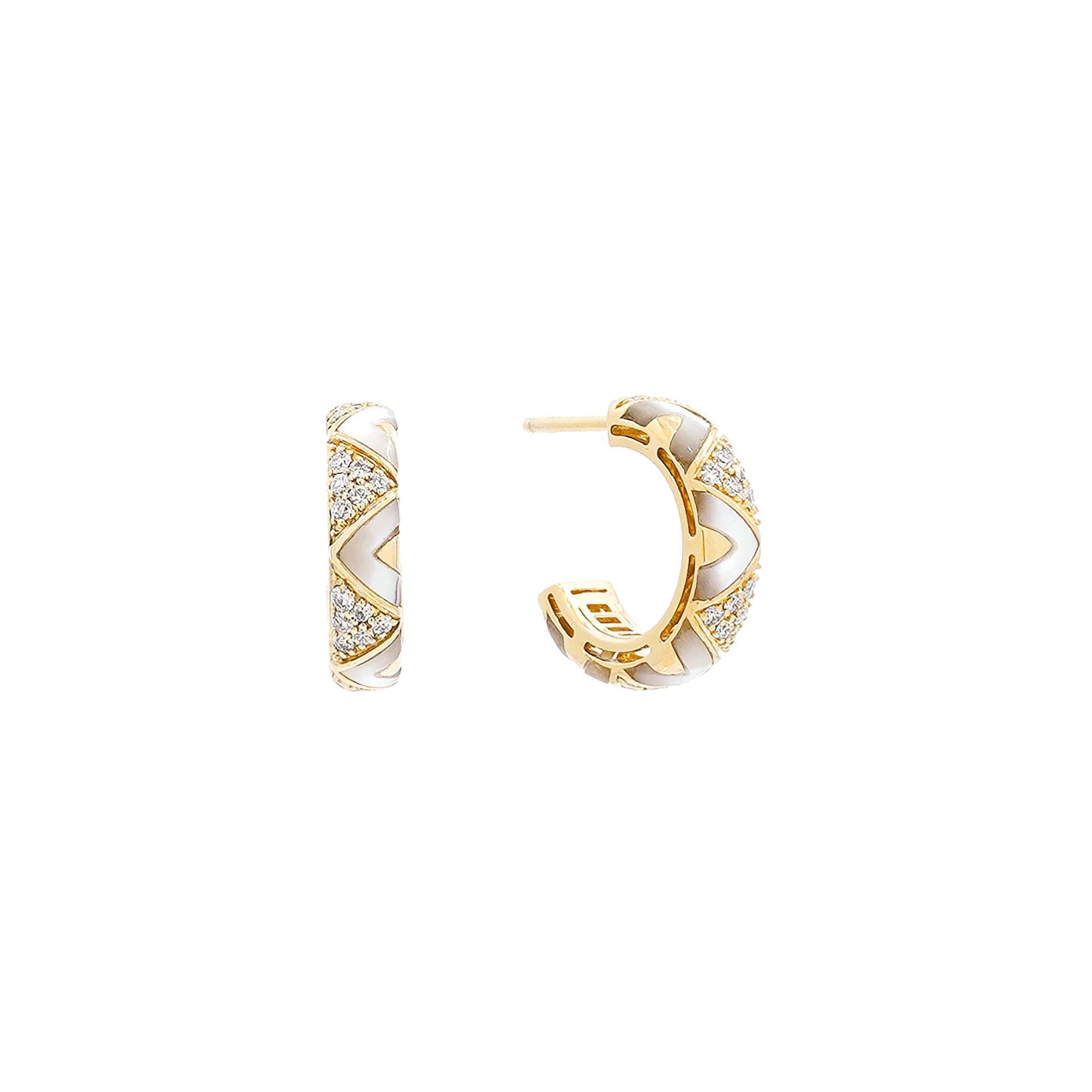 Sadu earrings with diamonds and mother of pearl