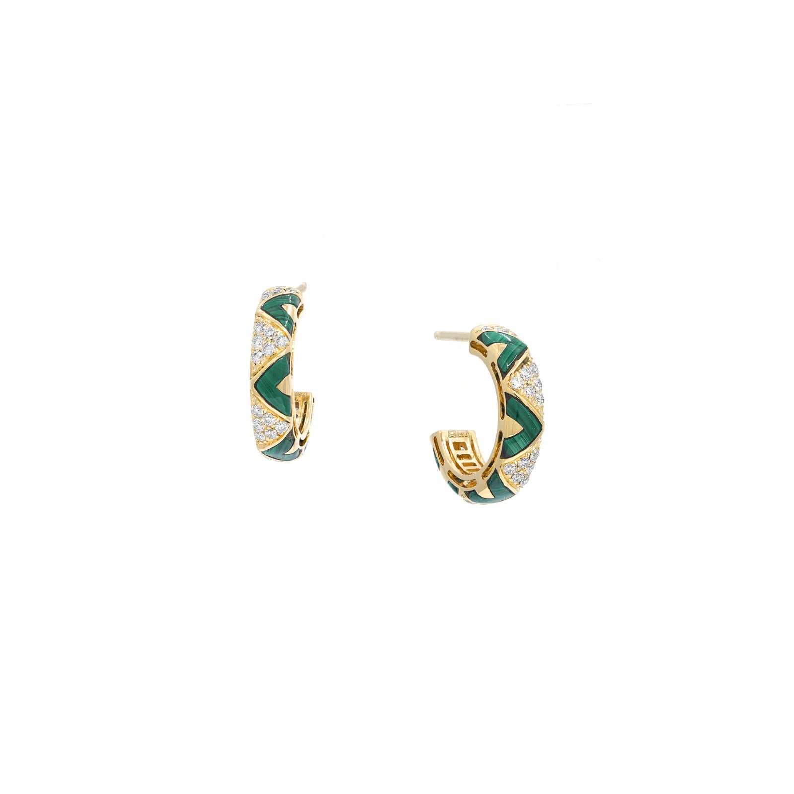 Sadu earrings with diamonds and malachite