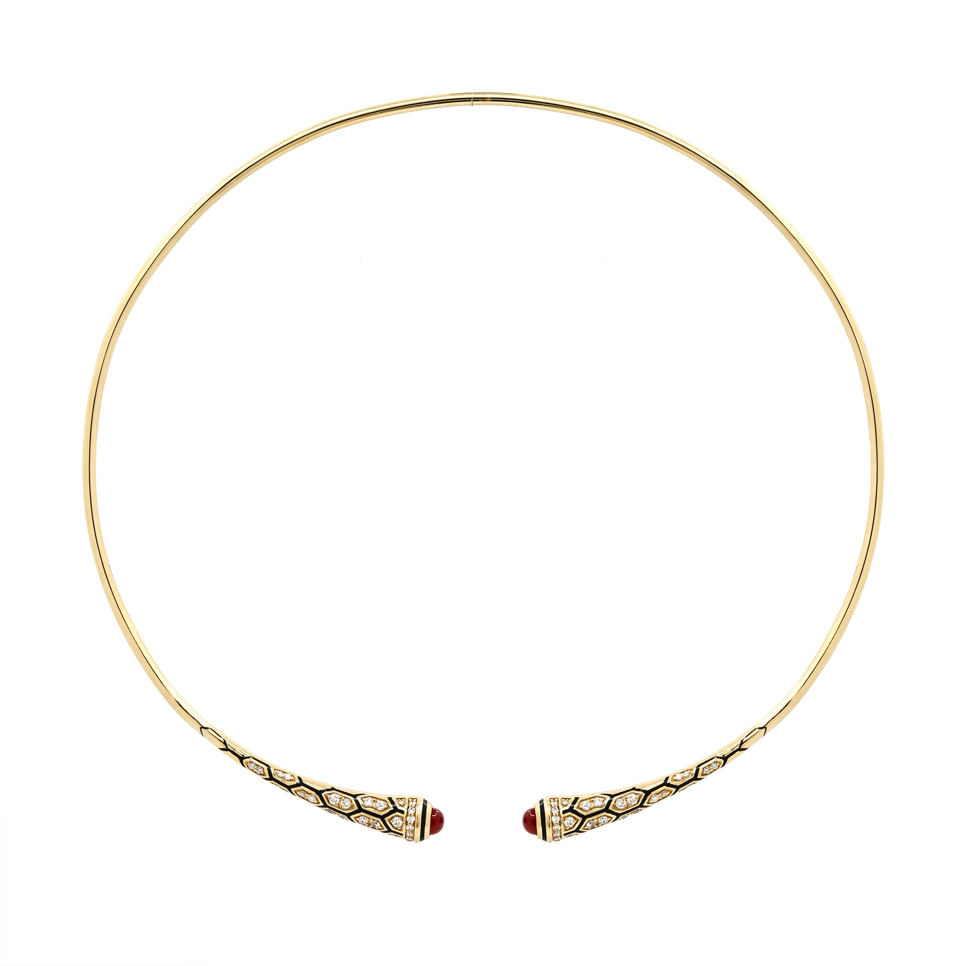 18k Mushabbak choker in yellow gold with diamonds and rubies