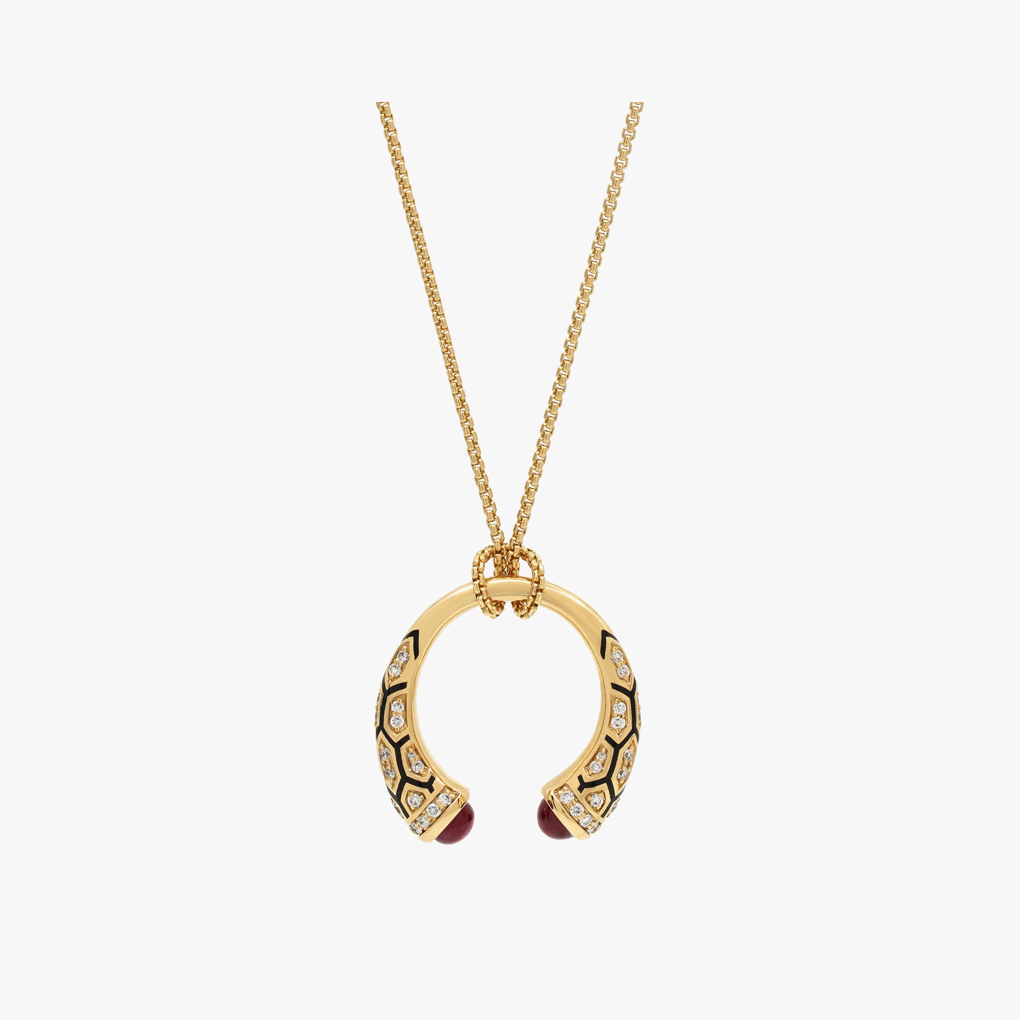 18k Mushabbak necklace in yellow gold with diamonds and rubies