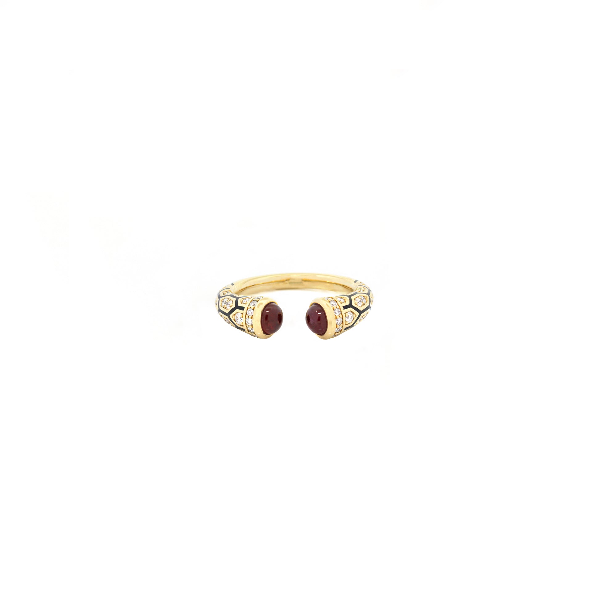 18k Mushabbak ring in yellow gold with diamonds and rubies