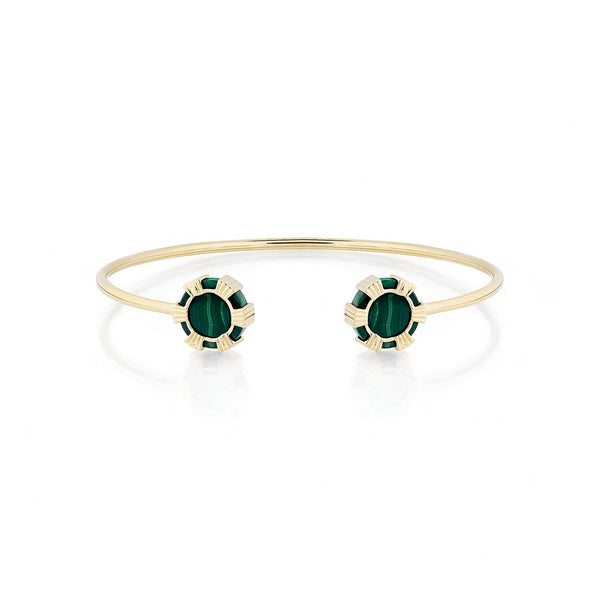 Cordoba Bangle in Yellow Gold With Malachite and Mother of Pearl