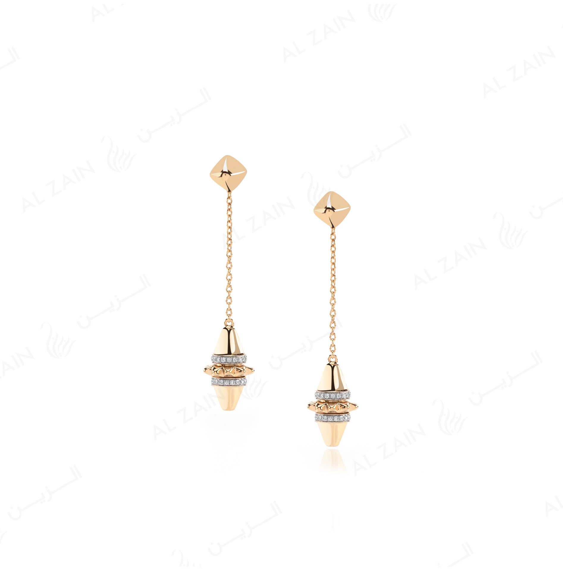 Hab El Hayl Earrings in Yellow Gold with Diamonds - Al Zain Jewellery