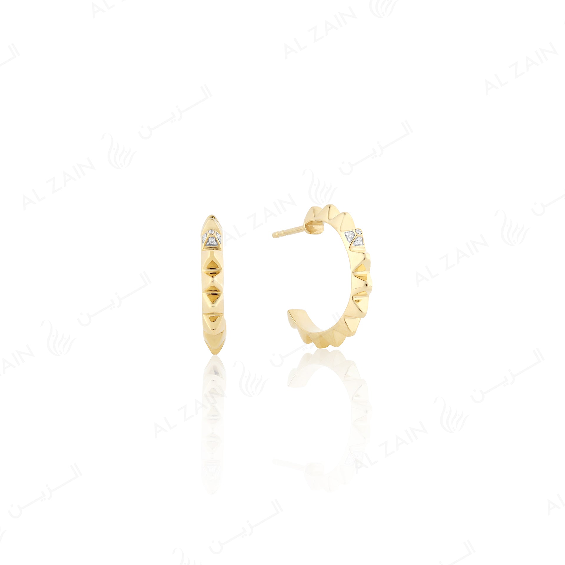 Hab El Hayl Hoop Earrings in Yellow Gold with diamond