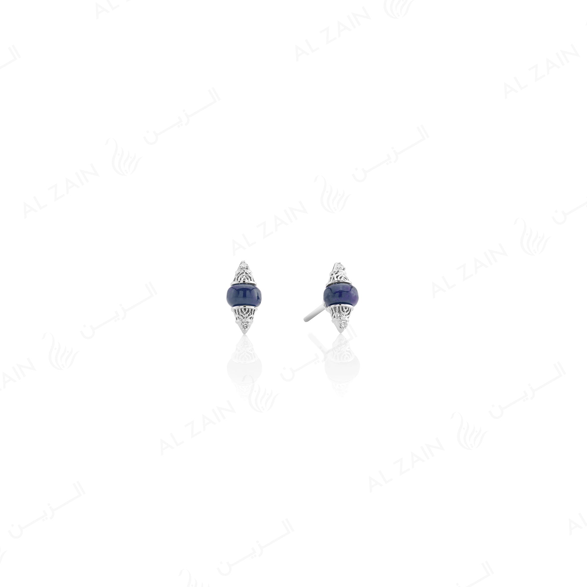Al Merriyah mood colour earrings in 18k white gold with sapphire and diamonds