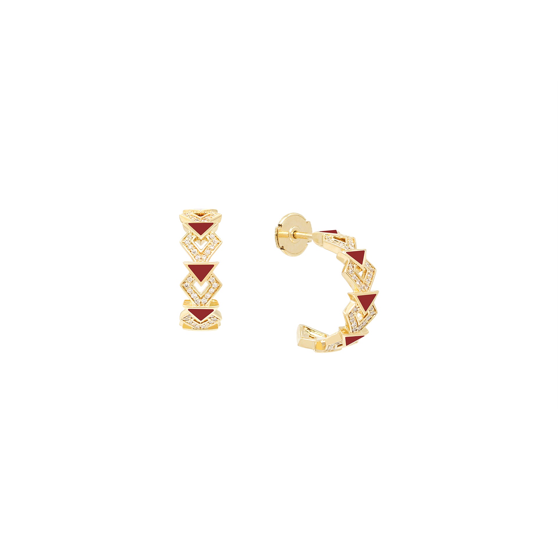 Mosaic Rouge Earrings in 18K Yellow Gold And Diamonds