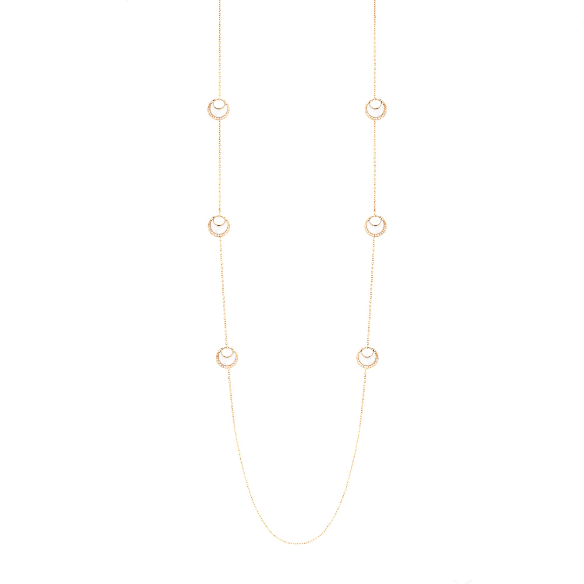 Al Hilal necklace in yellow gold with mother of pearl stones and diamonds