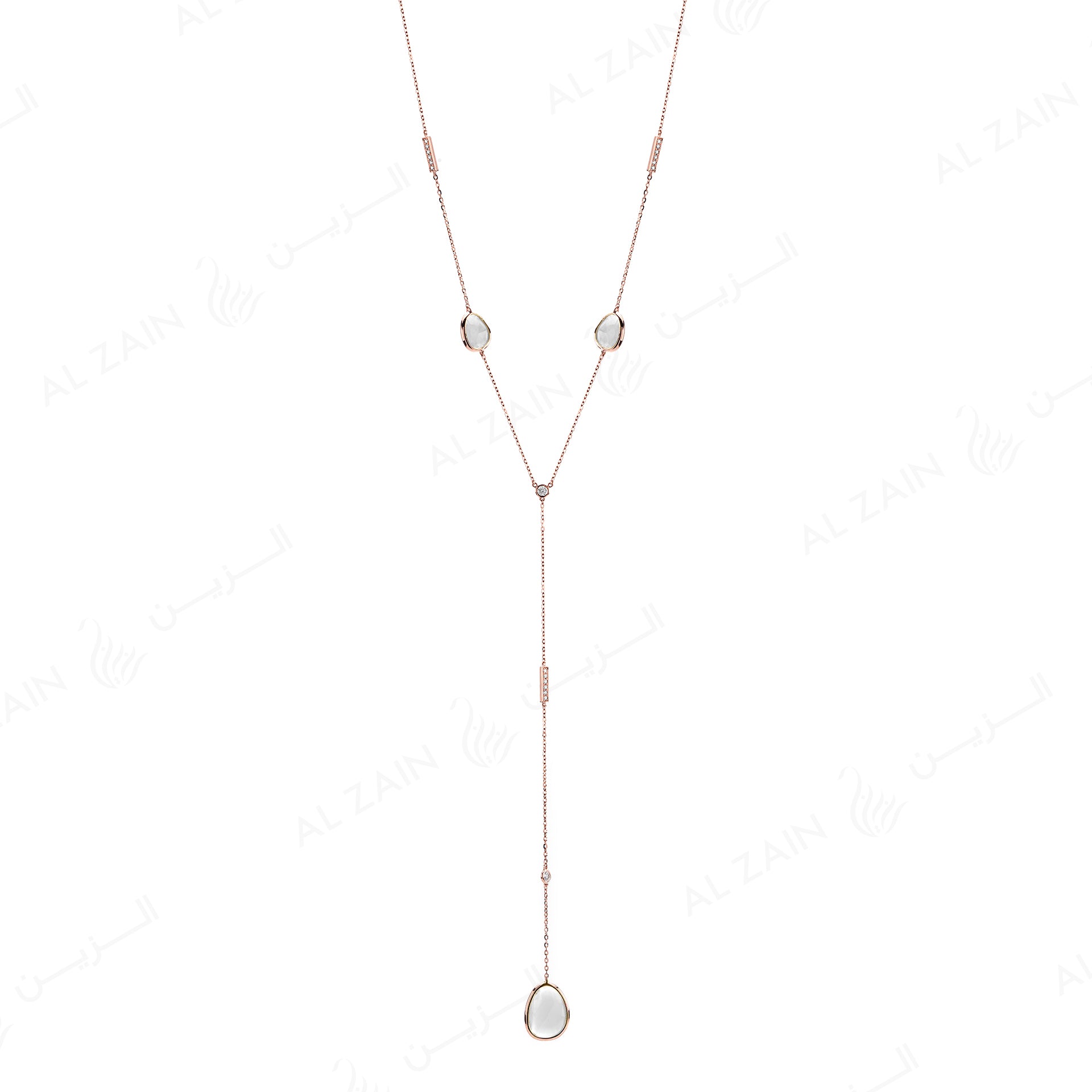 Simply Nina necklace in 18k rose gold with Mother of Pearl stones and diamonds