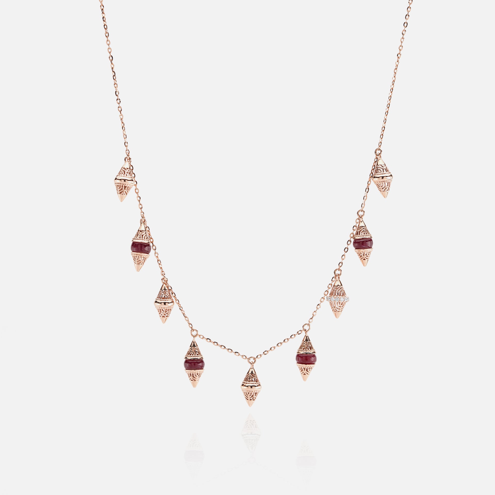 Al Merriyah mood colour choker in 18k rose gold with ruby and diamonds - Al Zain Jewellery