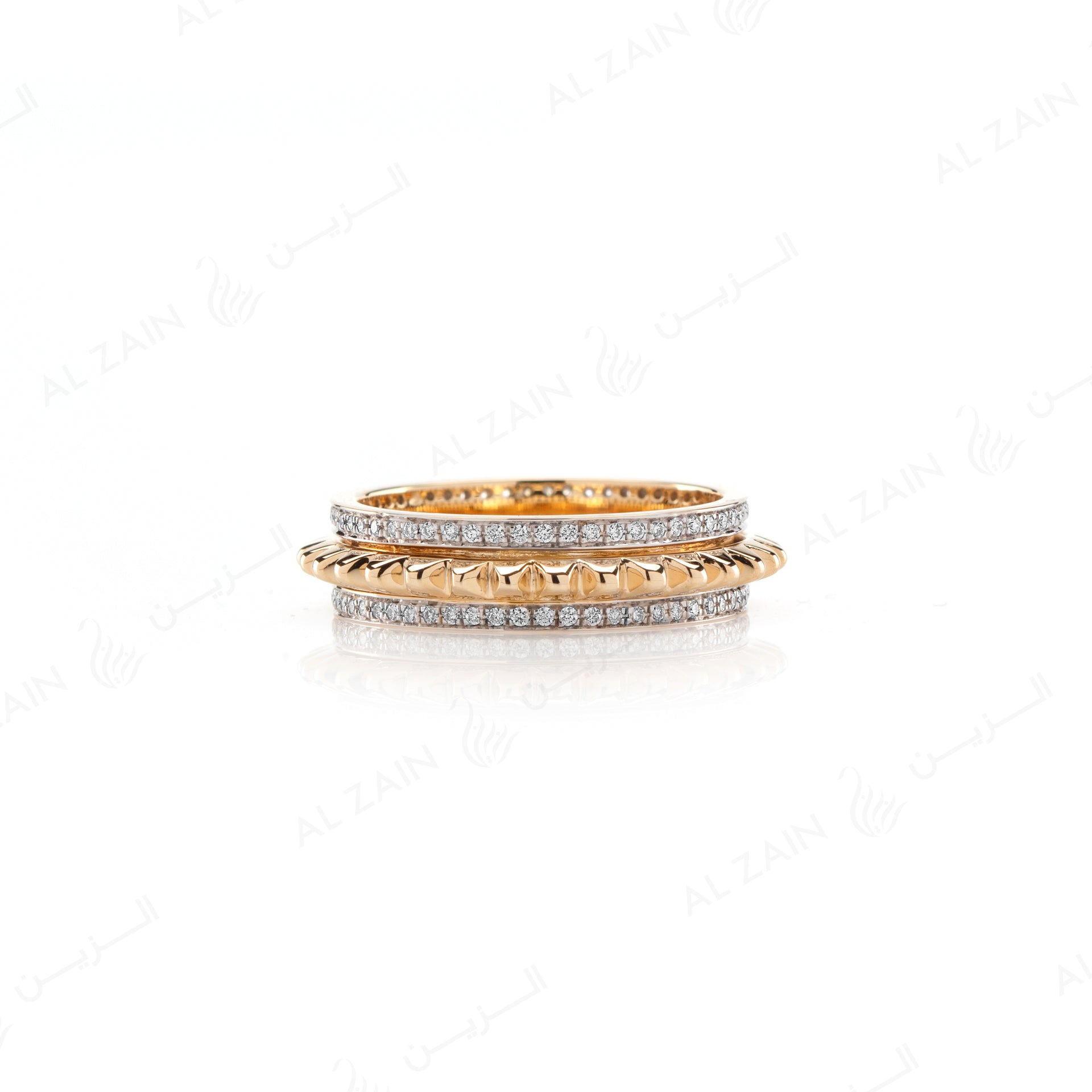 Hab El Hayl Ring in Yellow Gold with Diamonds - Al Zain Jewellery