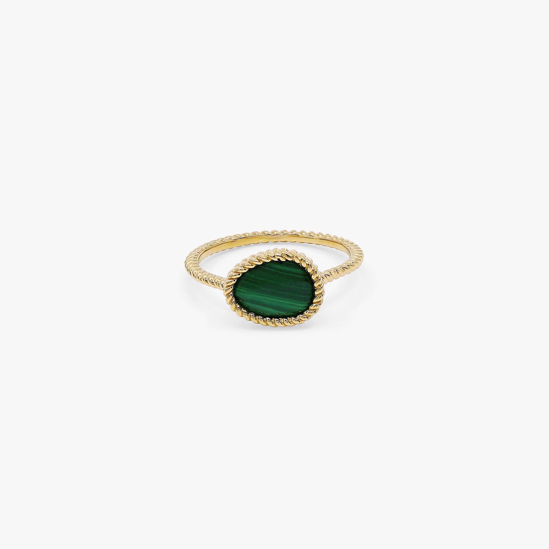 Nina Mariner Ring In 18 Karat Yellow Gold With Petite Malachite Stone