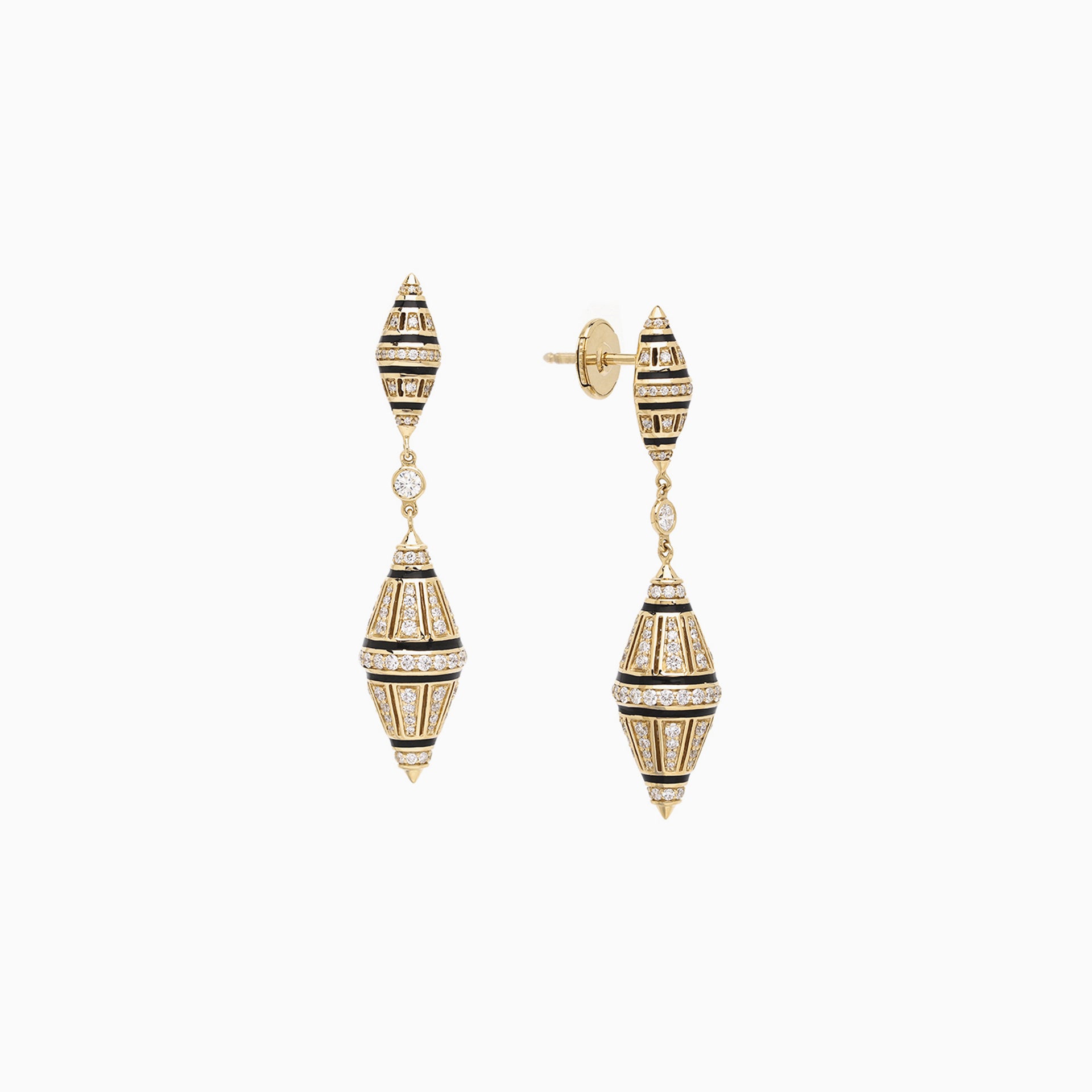 Al Zain Jewellery Al Merriyah Pair of gold and black earrings on a white background