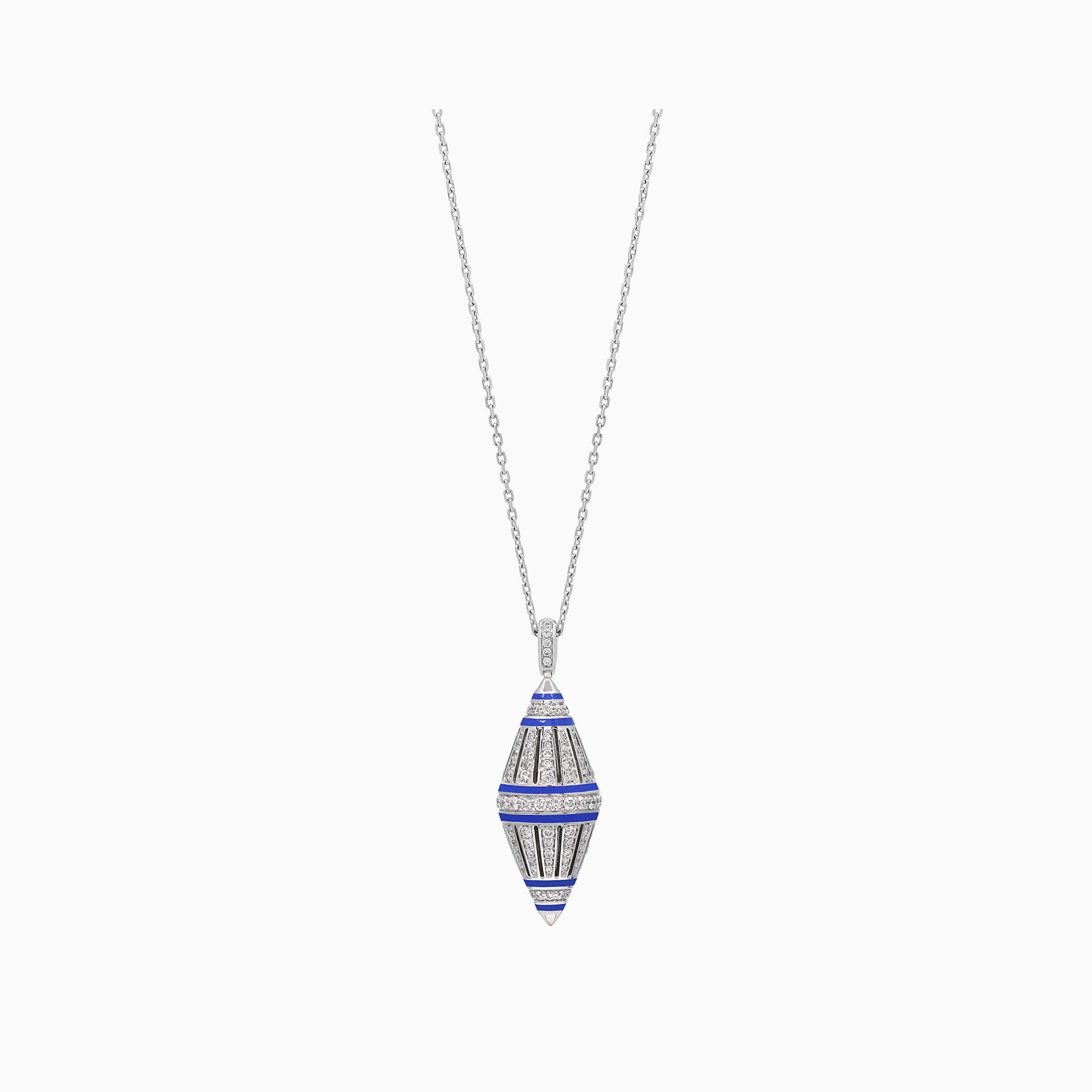 Necklace with a decorative pendant on a white background