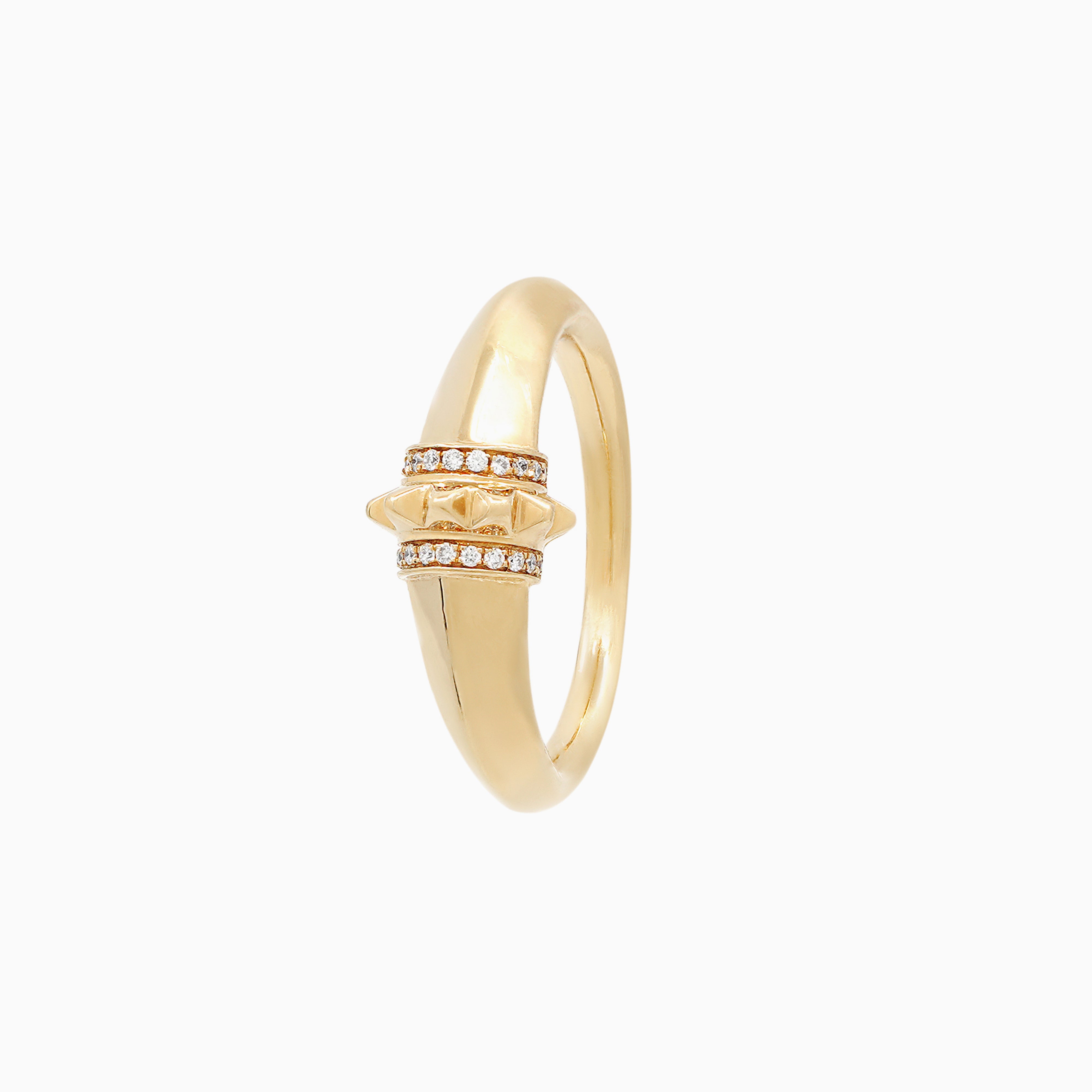Hab El Hayl gold ring with diamond accents on a white background