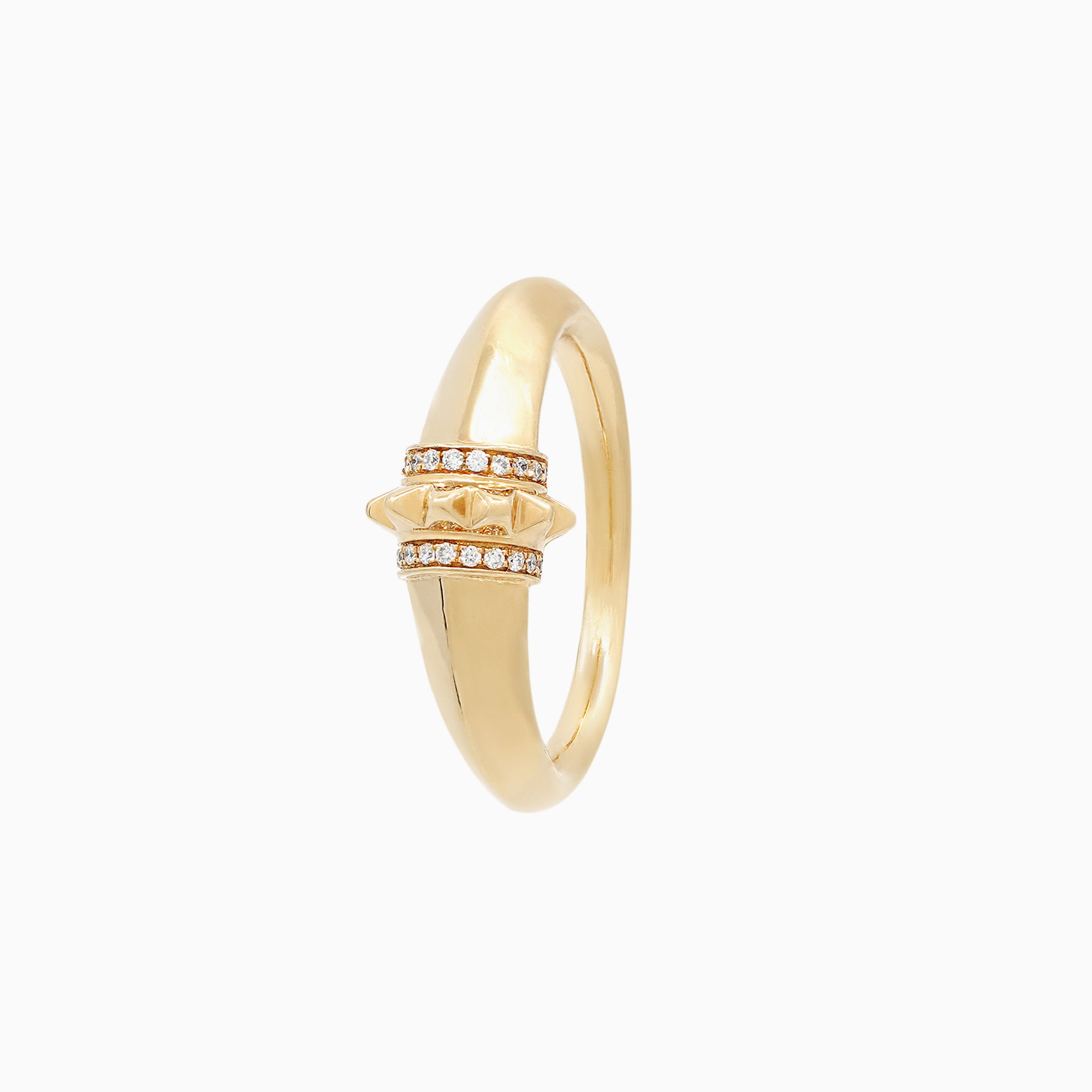 Hab El Hayl gold ring with diamond accents on a white background