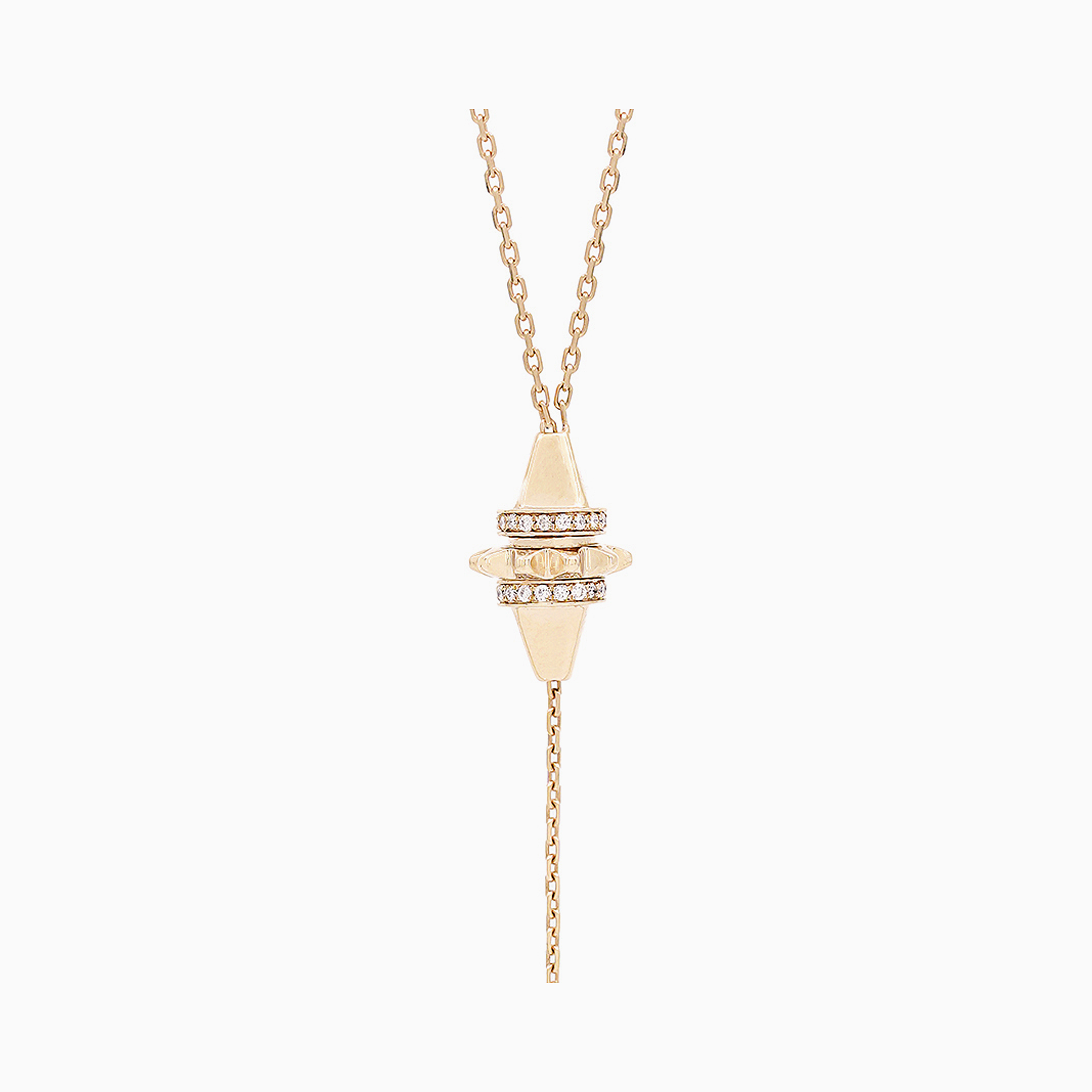 Hab El Hayl gold necklace with an adjustable origins pendant on a white background