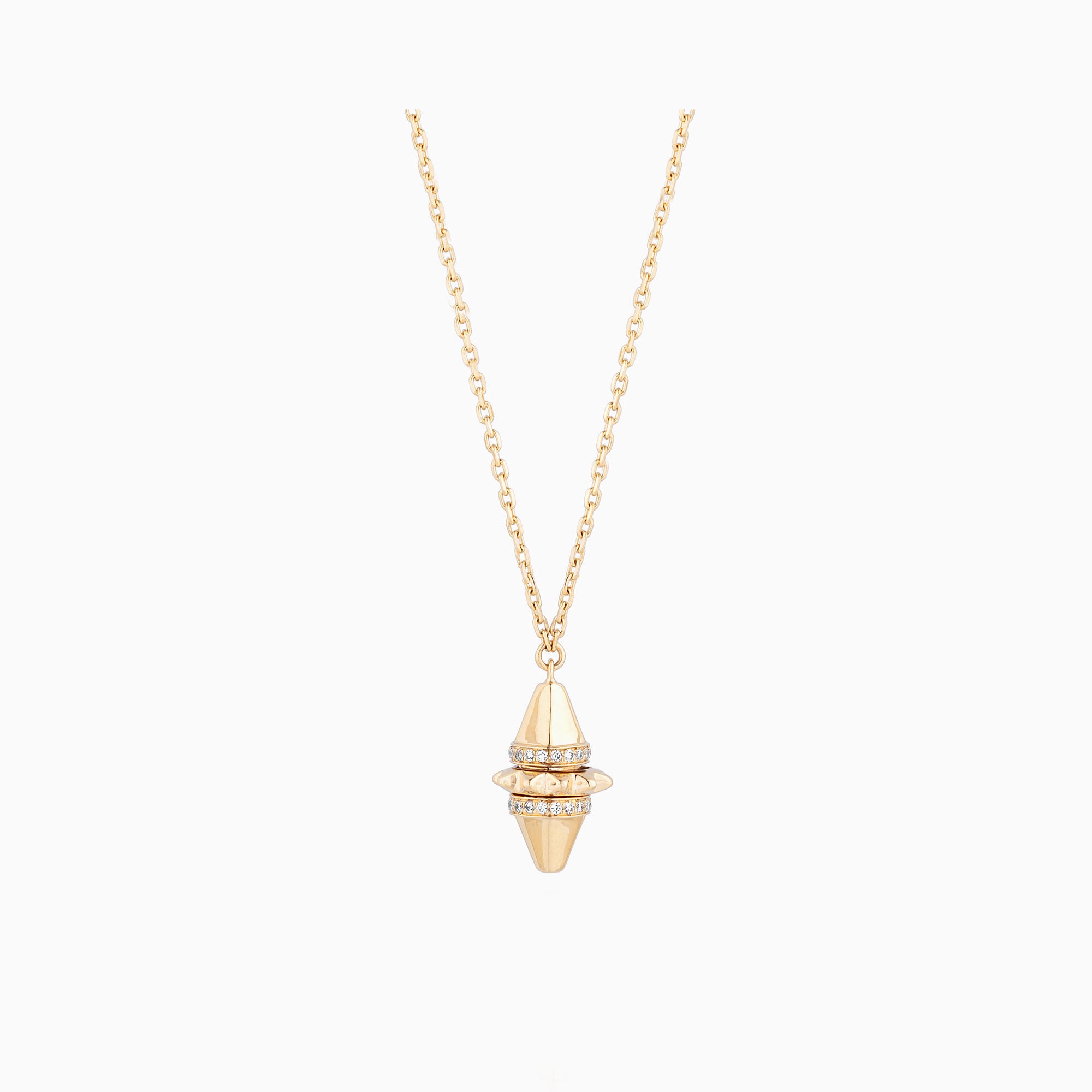 Hab El Hayl gold necklace with origins pendant on a white background