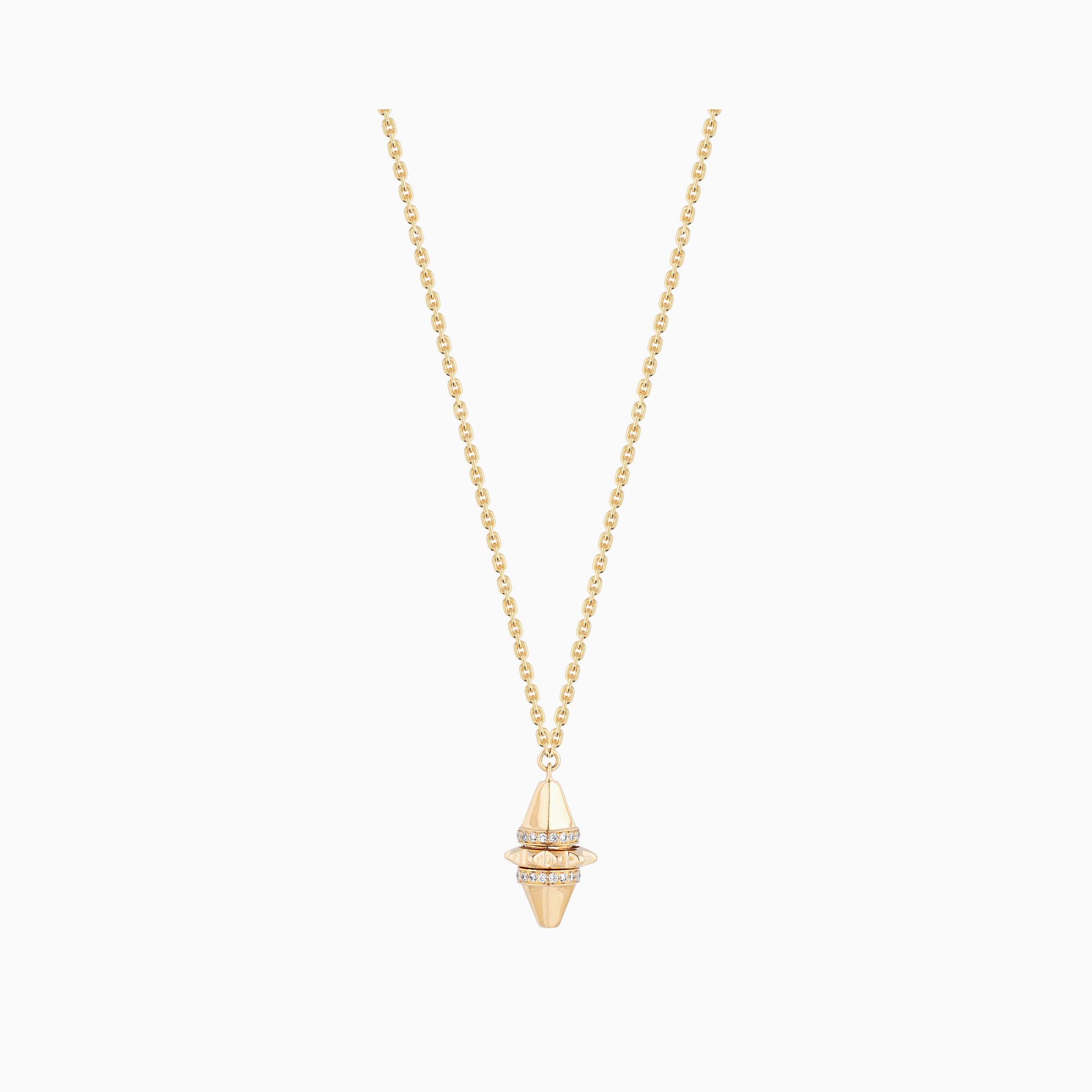 Hab El Hayl gold necklace with origins pendant on a white background