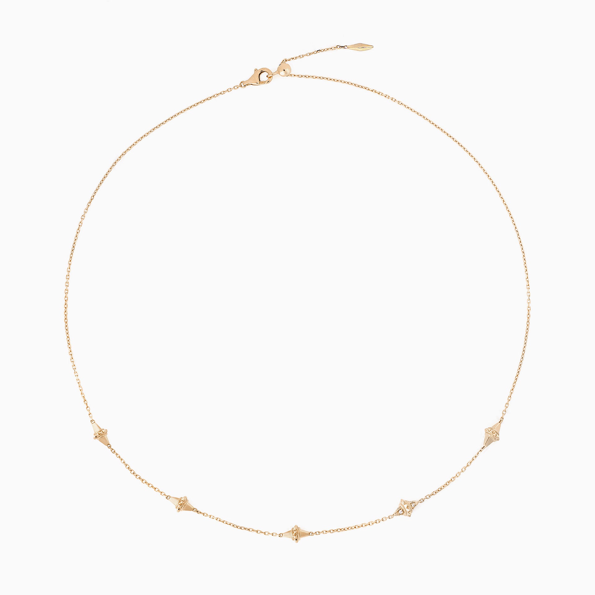 Hab El Hayl gold necklace with origins elements on a white background