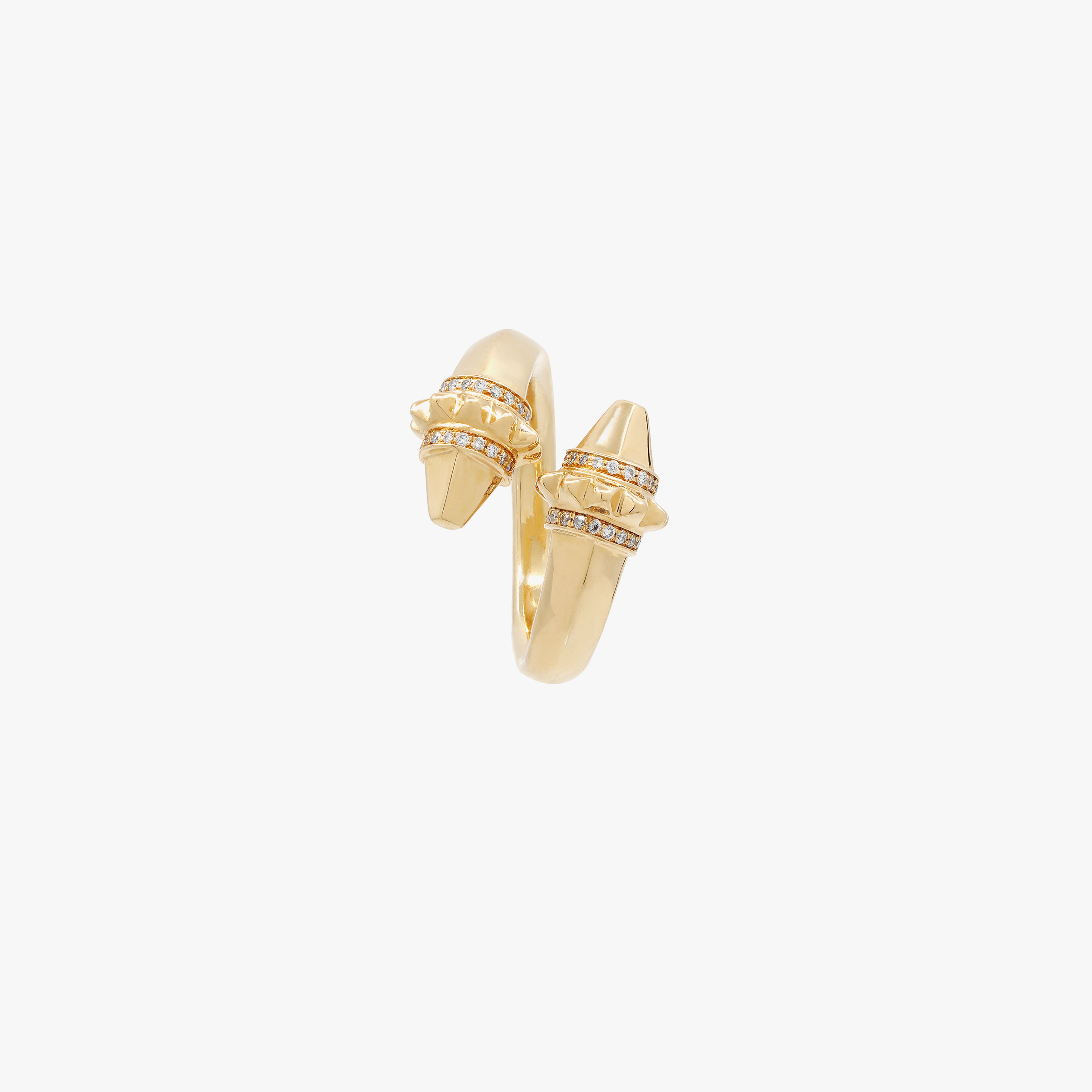 Hab El Hayl gold earrings with diamond accents on a white background