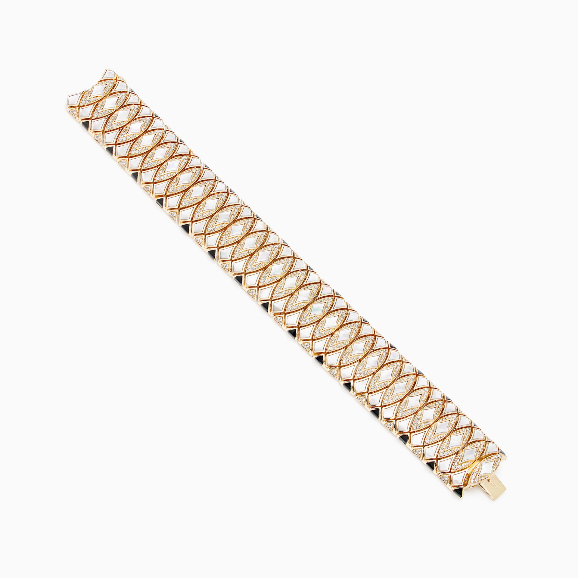 Al Zain Jena 18k Gold bracelet  with set diamonds on a white background