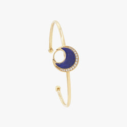 Al Hilal bangle in yellow gold with lapis stone and diamonds