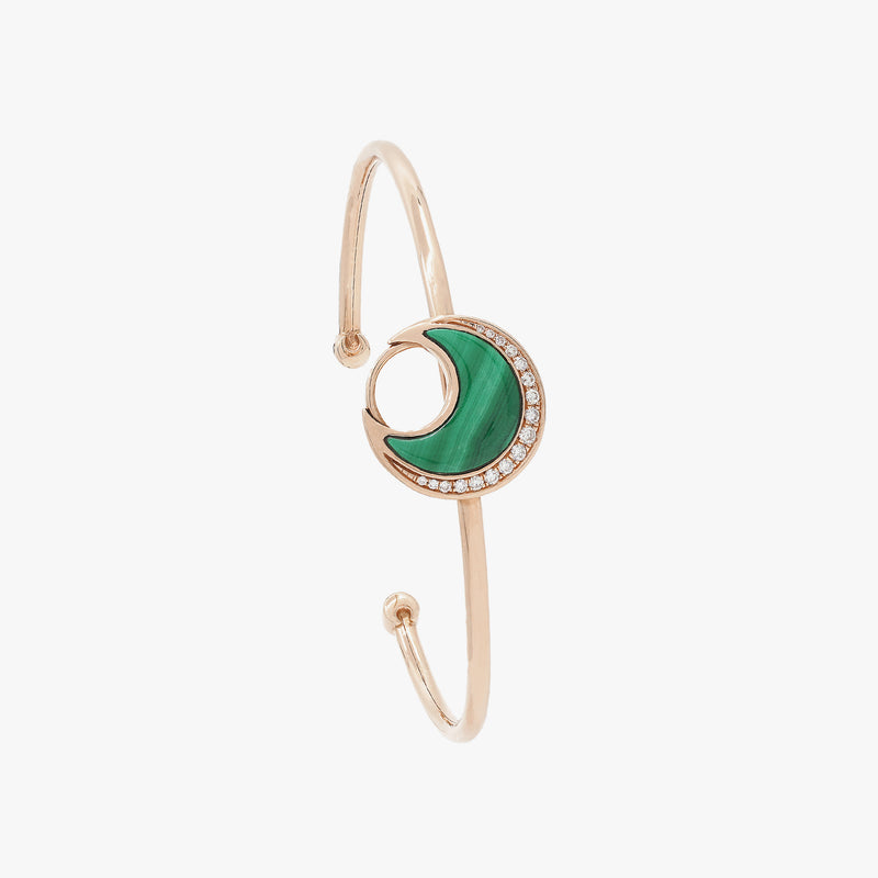 Al Hilal bangle in rose gold with malachite stone and diamonds