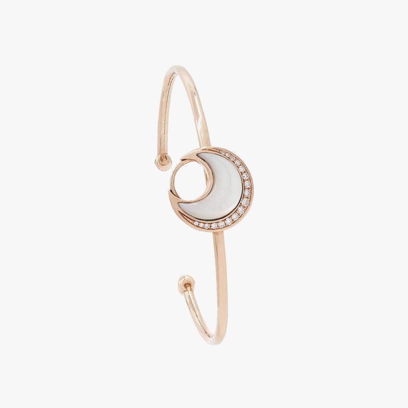 Al Hilal bangle in rose gold with mother of pearl stone and diamonds