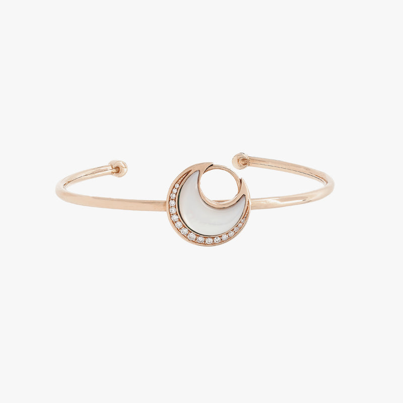 Al Hilal bangle in rose gold with mother of pearl stone and diamonds