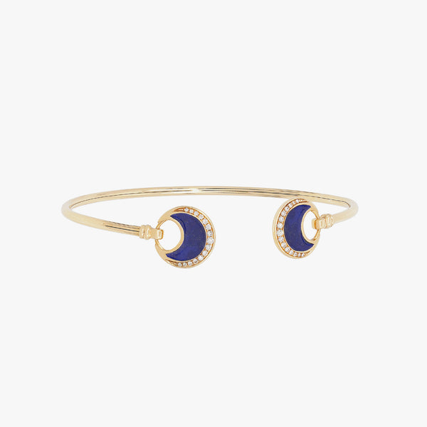 Al Hilal bangle in yellow gold with lapis stone and diamonds